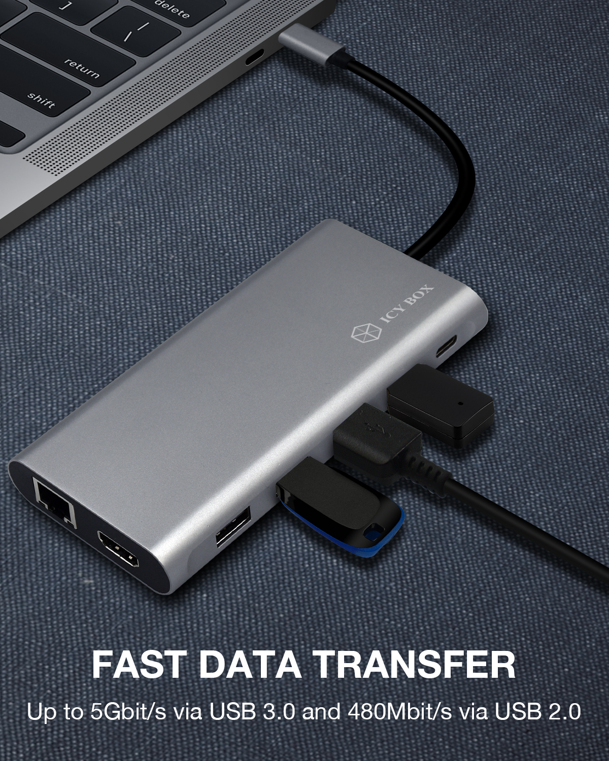 ICY BOX IB-DK4050-CPD Wired USB 3.2 Gen 1 (3.1 Gen 1) Type-C Anthracite – image 6