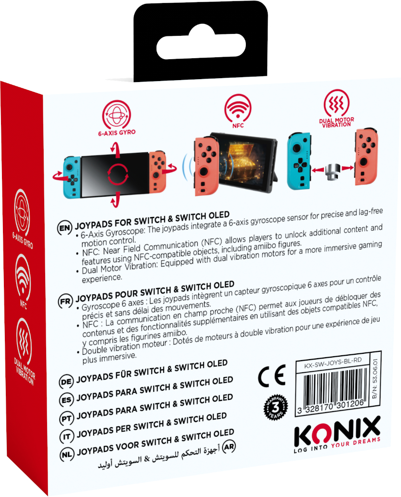 Konix 61889000053 Gaming Controller Blue, Red Bluetooth Gamepad Analogue Nintendo Switch, Nintendo Switch OLED – image 2