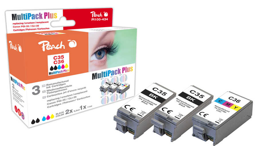 Peach 321199 ink cartridge 3 pc(s) Original Standard Yield Black, Cyan, Magenta, Yellow