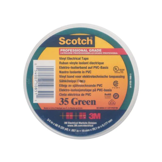 شريط كهربائي 3M 7100238734، أخضر، PVC، 20 متر × 19 مم