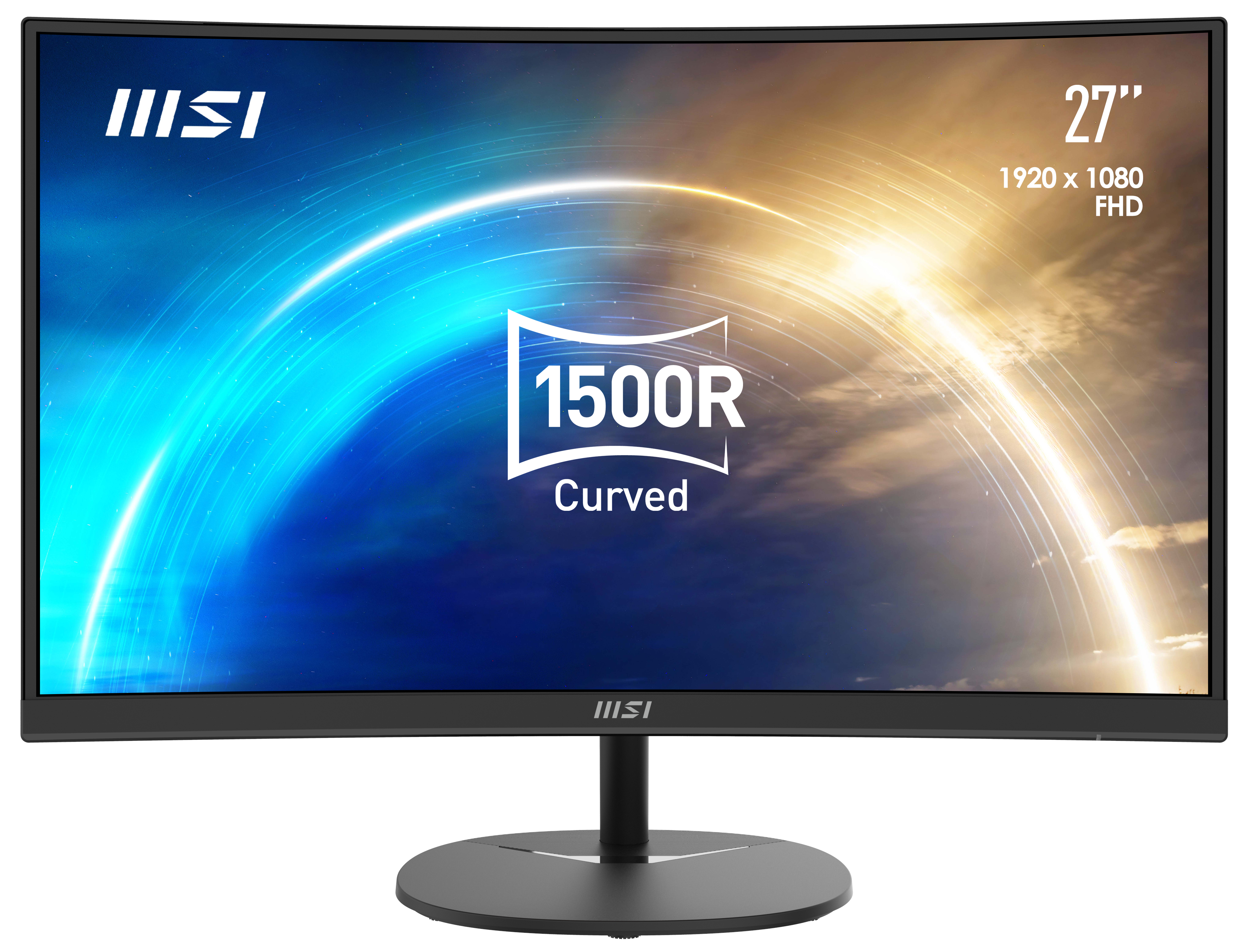 MSI Pro MP271C 27 Inch Curved Monitor, 1500R, Full HD (1920 x 1080), 75Hz, VA, 4ms, FreeSync, HDMI, VGA, Built-in Speakers, Anti-Glare, Anti-Flicker, Less Blue light, TÜV Certified, VESA, Kensington, Black image 3