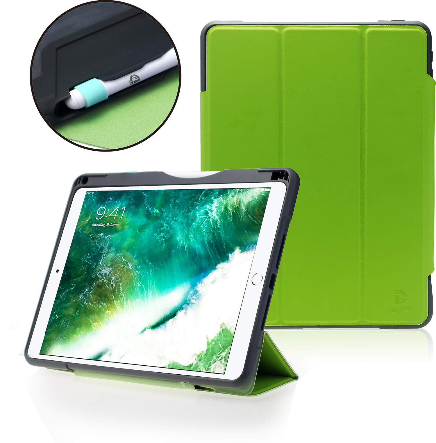DEQSTER 40-737155 étui pour tablette 25,9 cm (10.2") Folio porte carte Vert