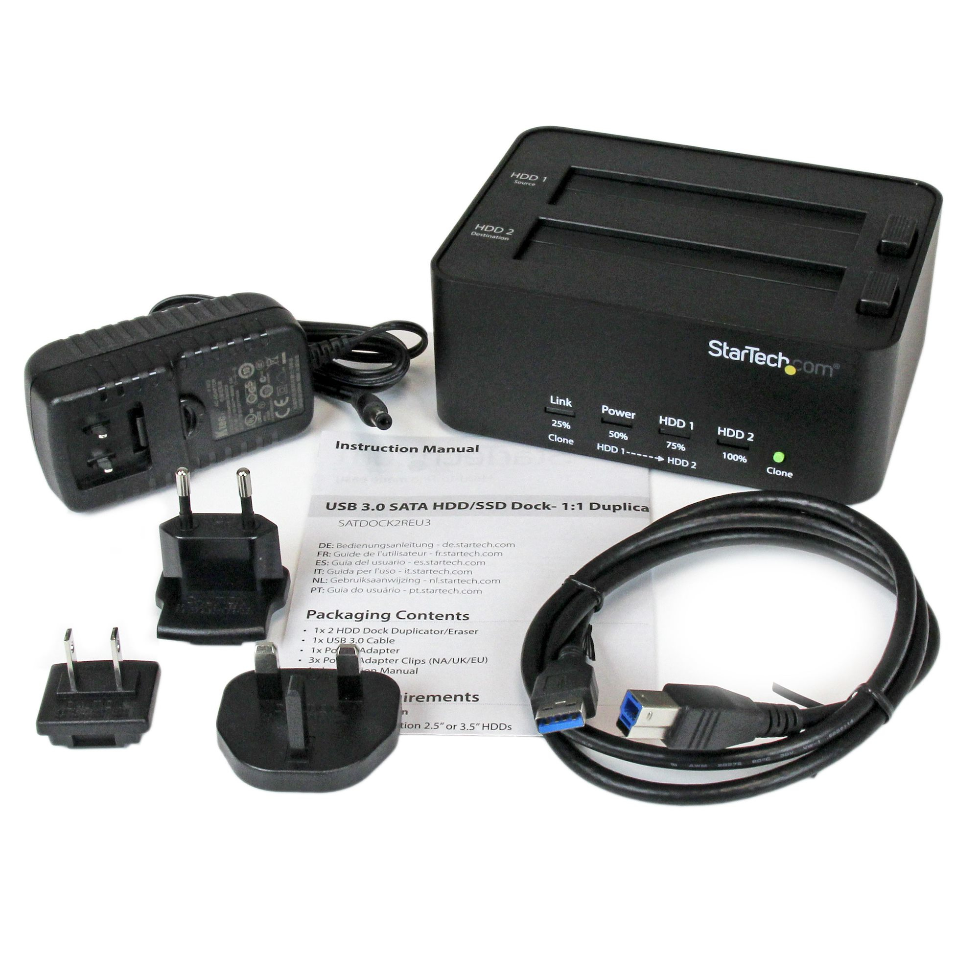 StarTech.com Dual Bay Hard Drive Duplicator and Eraser, Standalone SATA HDD/SSD Cloner/Copier, USB 3.0 to SATA Docking Station, Hard Drive Duplicator and Saniti – image 5