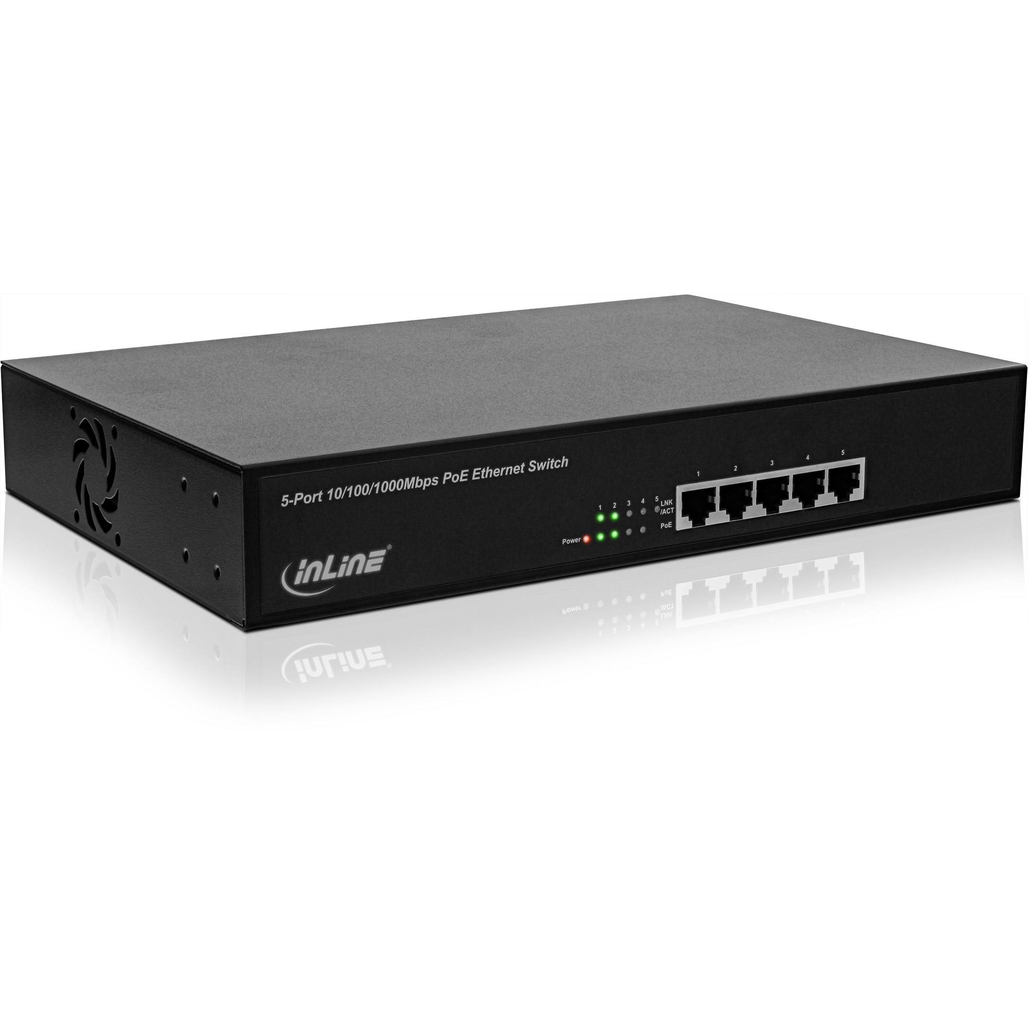 InLine PoE+ Gigabit Networking Switch 5 Port (4x PoE+),11" (19" brackets incl.)