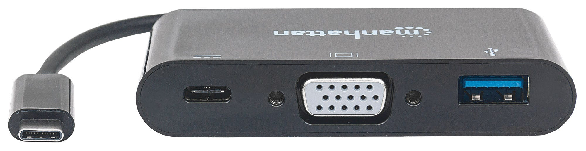 Manhattan USB-C 3-Port Hub/Dock, USB-C to USB-A, USB-C and VGA, 5 Gbps (USB 3.2 Gen1 aka USB 3.0), 1080p@60Hz, Power Delivery to USB-C Port (60W), Cable – image 4