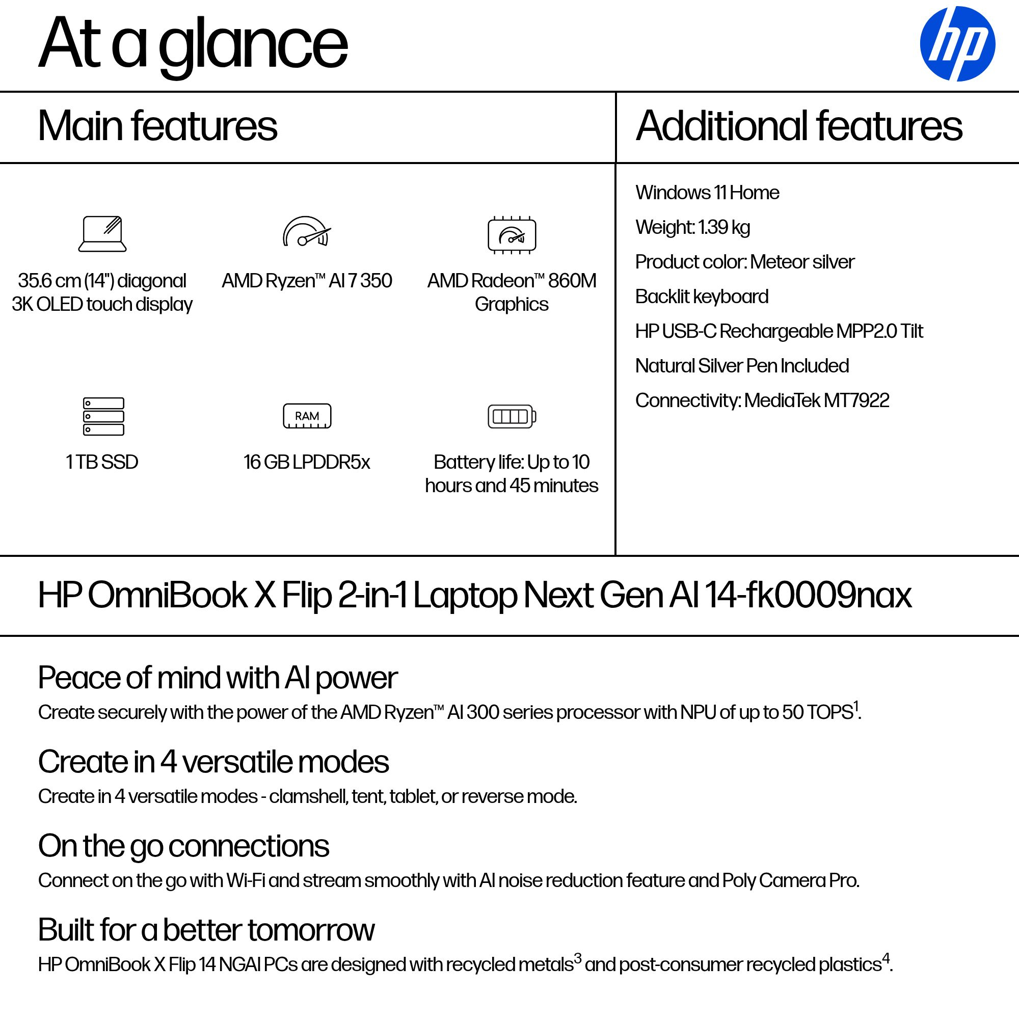 HP OmniBook X Flip 2-in-1 Laptop Next Gen AI 14-fk0009nax – image 4