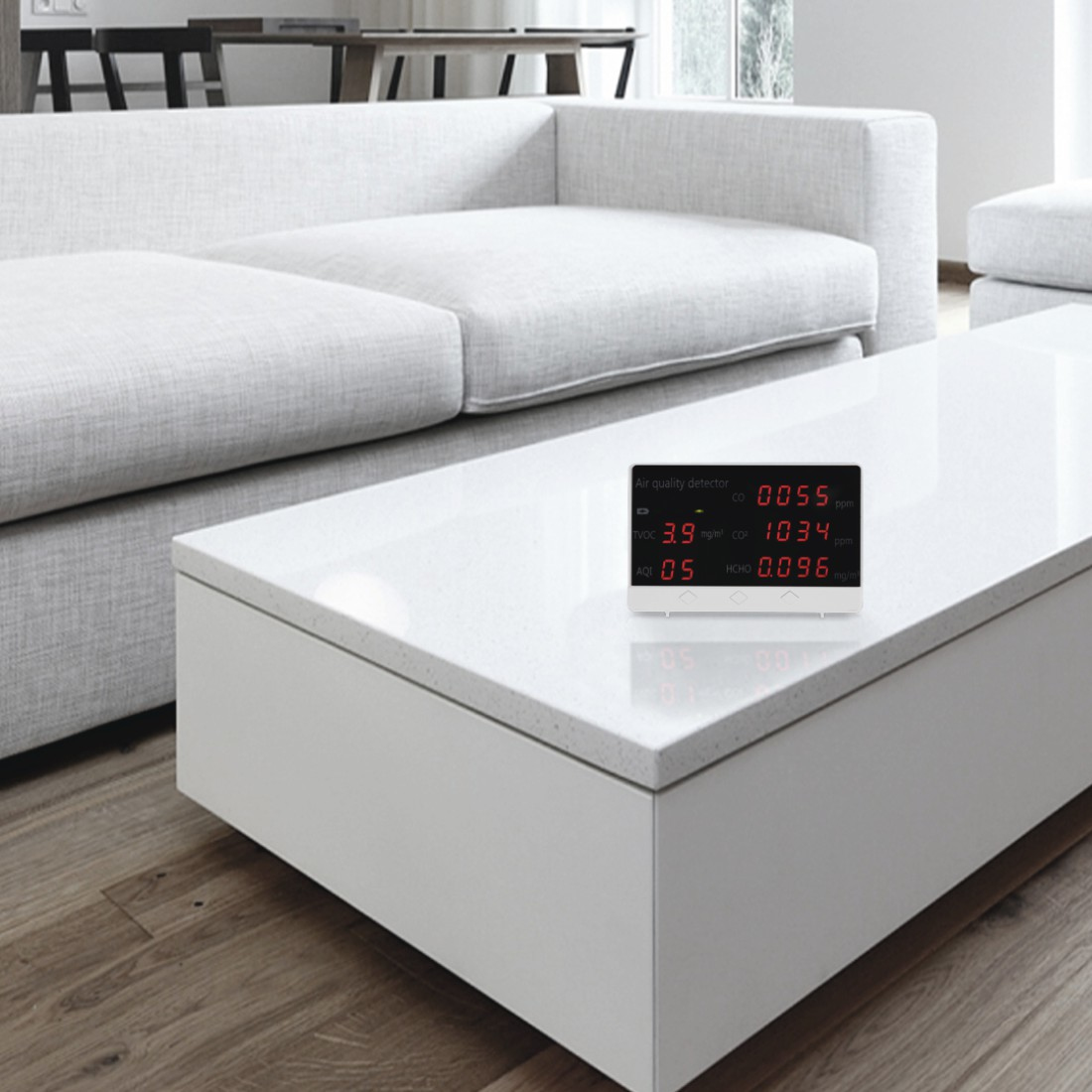 صورة جهاز مراقبة Hama 00186425 CO2/CO، أبيض، شاشة LED