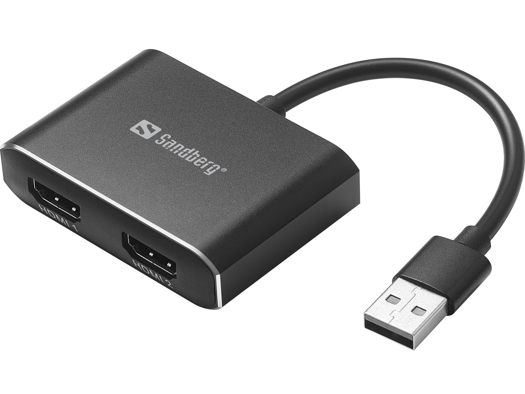 Sandberg 134-35 videokabeladapter USB Type-A 2 x HDMI Svart