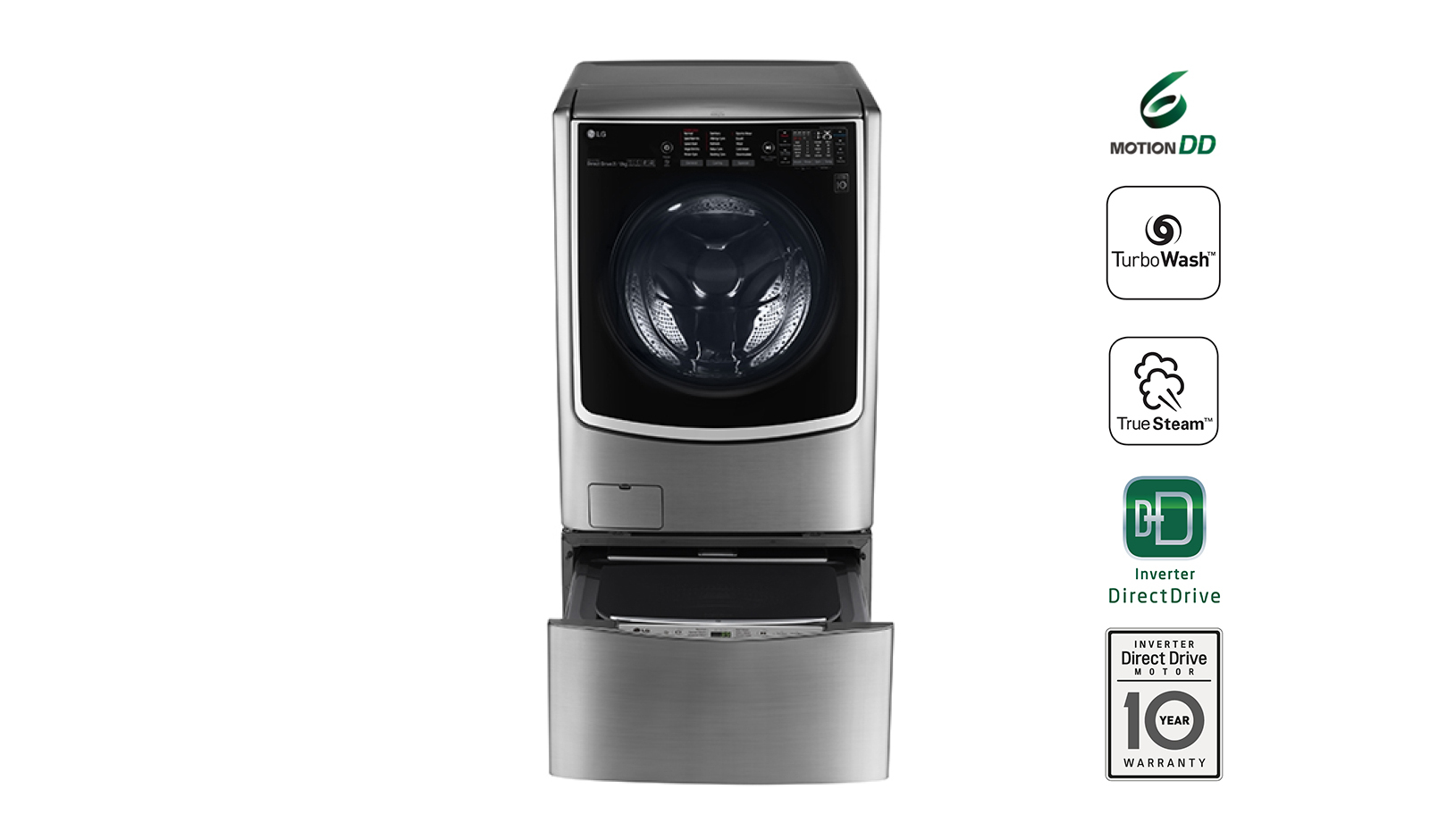 LG FH0C9CDHK7/F70E1UDNK1 washer dryer Freestanding Front-load Stainless steel – image 1