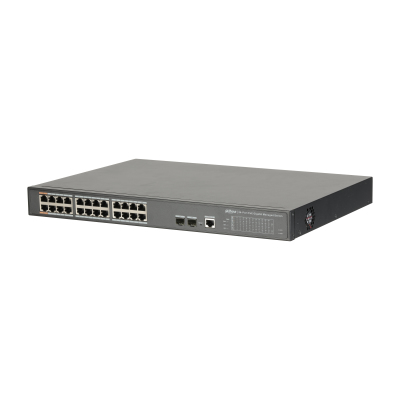 DH-PFS4226-24GT-240 DAHUA DHPFS422624GT240 Switch de 24 Puertos PoE Gigabit/ Administrable Capa 2/ 240W Totales/ PoE HiPoE/ 2 Puertos SFP 100/1000 BaseX/ Capacidad de Switching 52 GB/s// Especial para Proyectos/ SMBMonitoreo DH-PFS4226-24GT-240