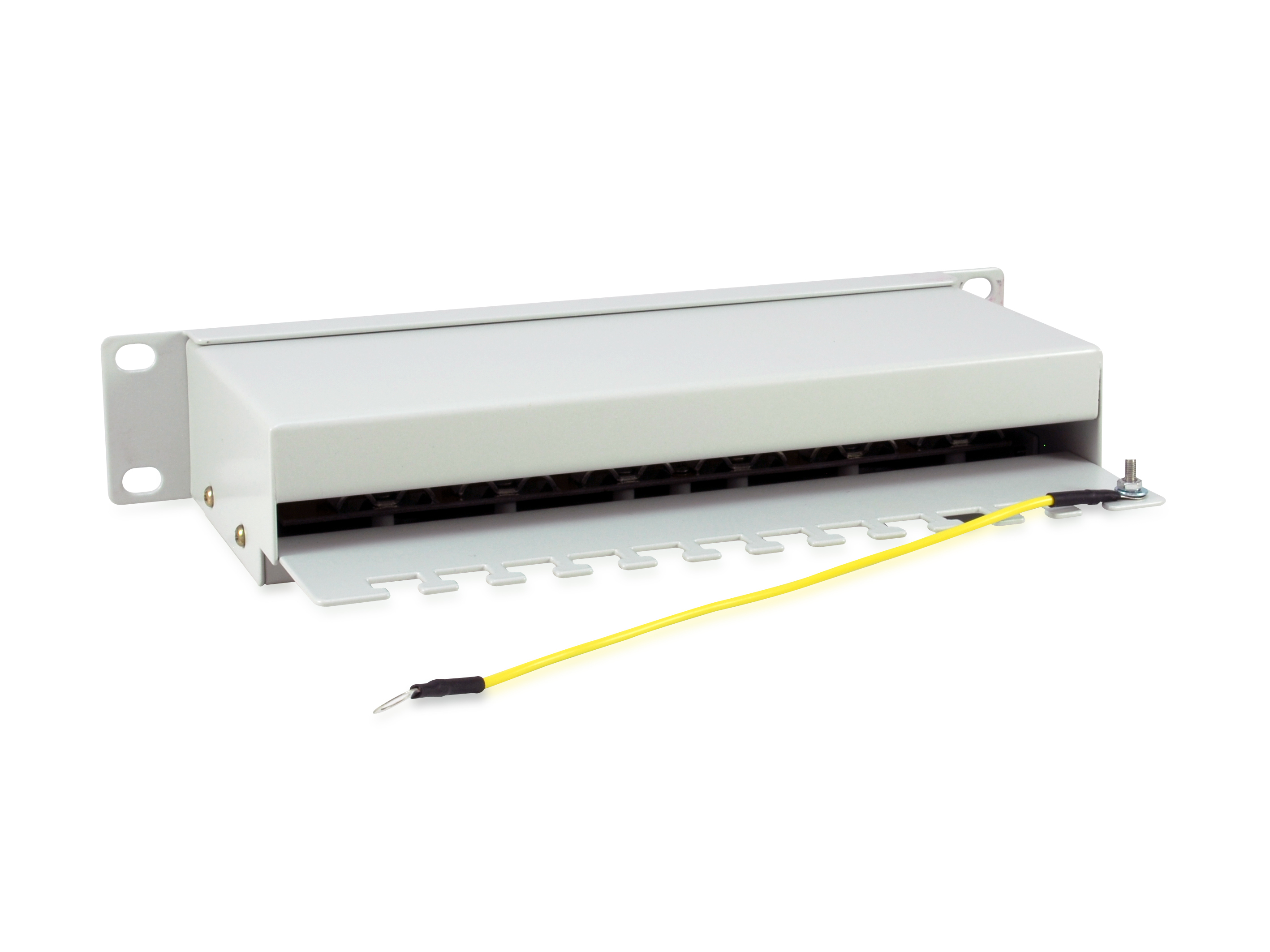 12-Port Cat.6 Geschirmtes Patch Panel, Hellgrau