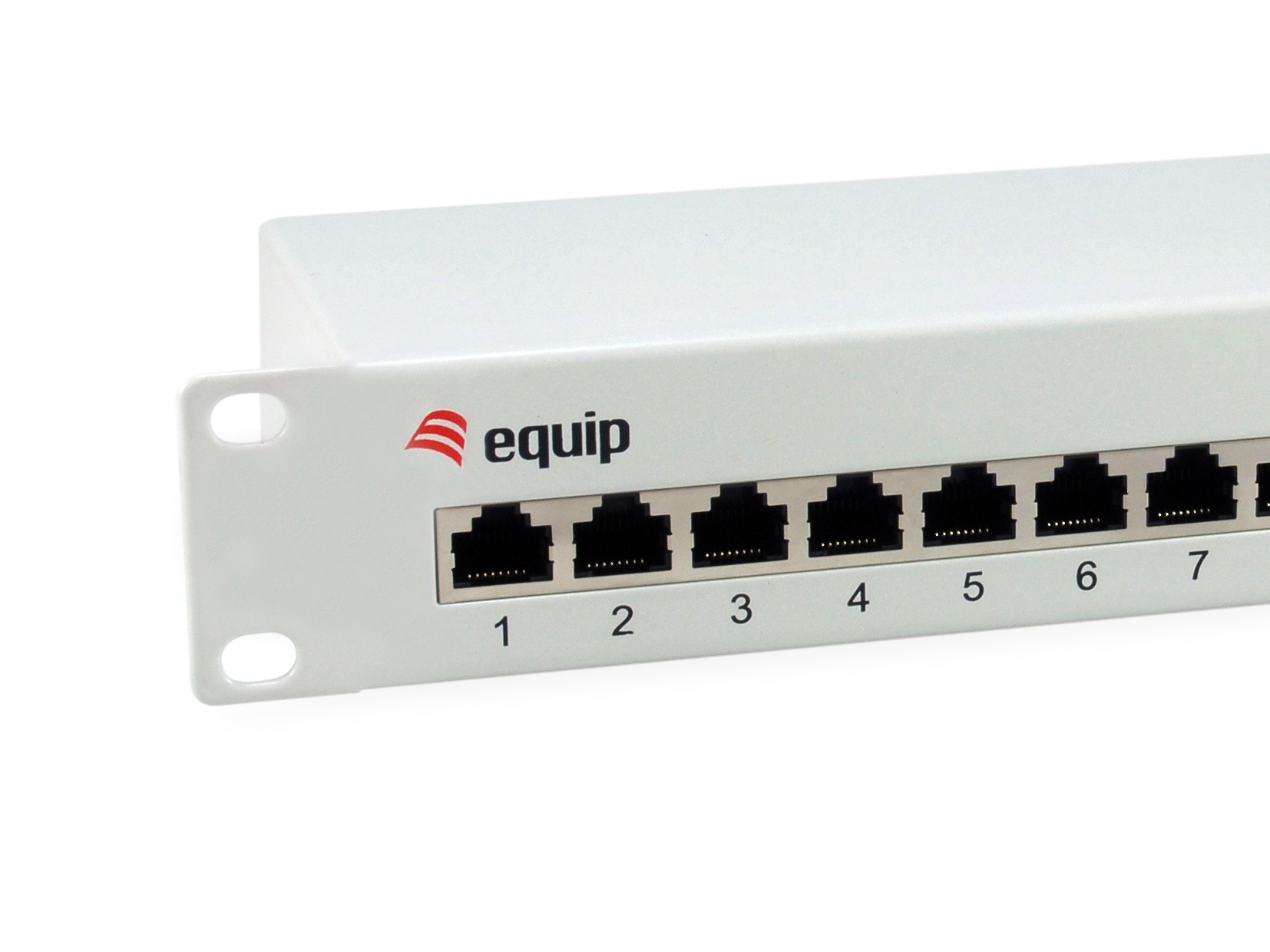 12-Port Cat.6 Geschirmtes Patch Panel, Hellgrau