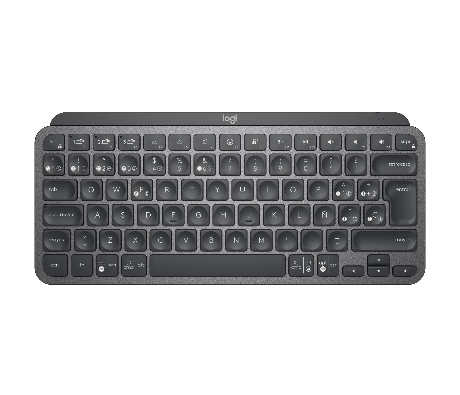 Teclado logitech mx keys mini inalámbrico minimalista color grafito