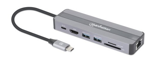 Manhattan USB-C Dock/Hub with Card Reader, Ports (x5): Ethernet, HDMI, USB-A (x2) and USB-C, With Power Delivery (87W) to USB-C Port (Note add USB-C wall charge – image 2