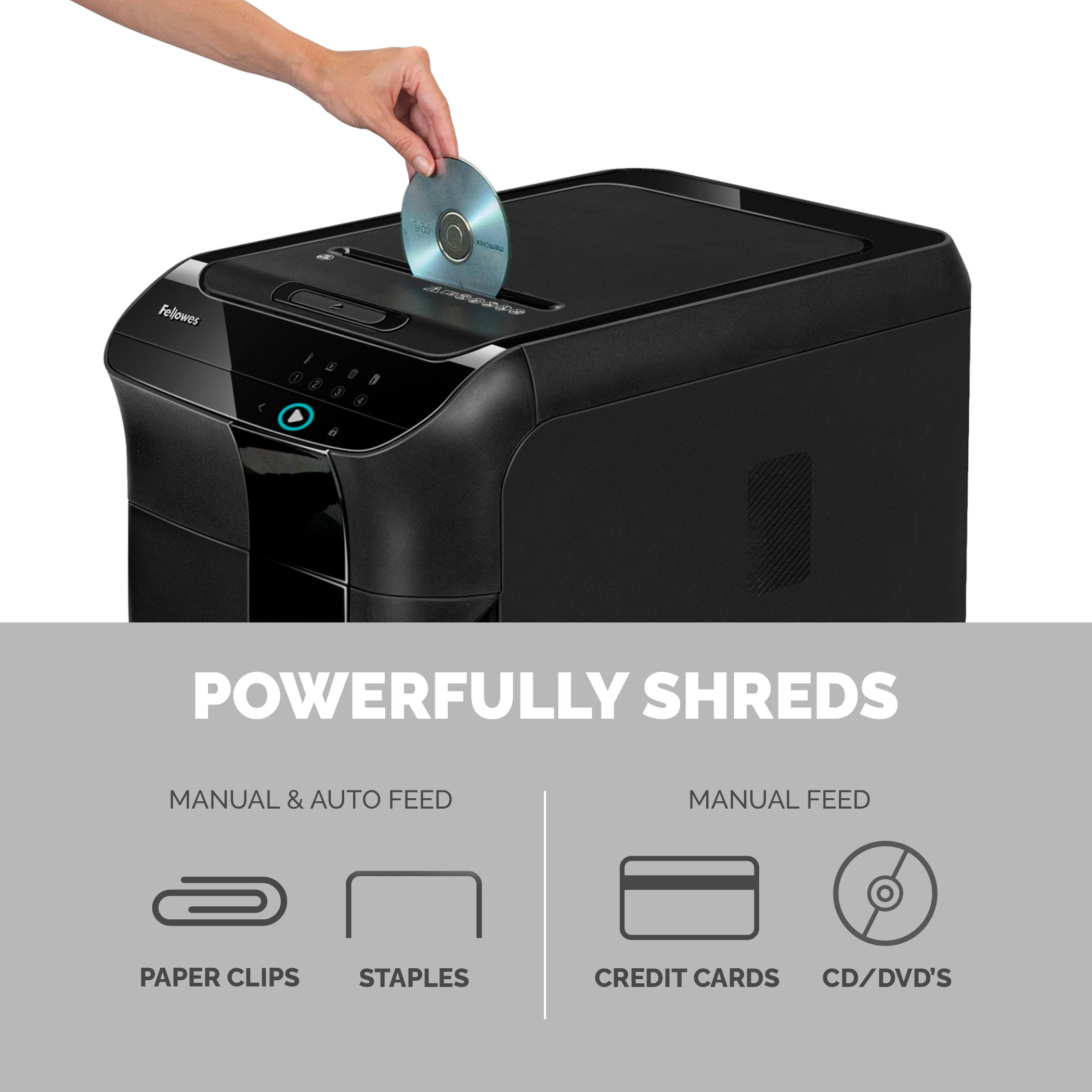 صورة Fellowes AutoMax 350C 350 ورقة آلي التغذية تمزيق متقاطع مع سلة 68 لتر، مستوى الأمان P4