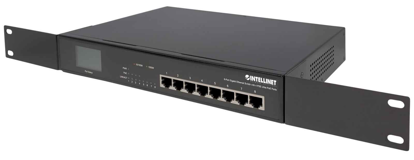 Intellinet 8-Port Gigabit Ethernet Switch with 4 Ultra PoE Ports and LCD Screen – image 5