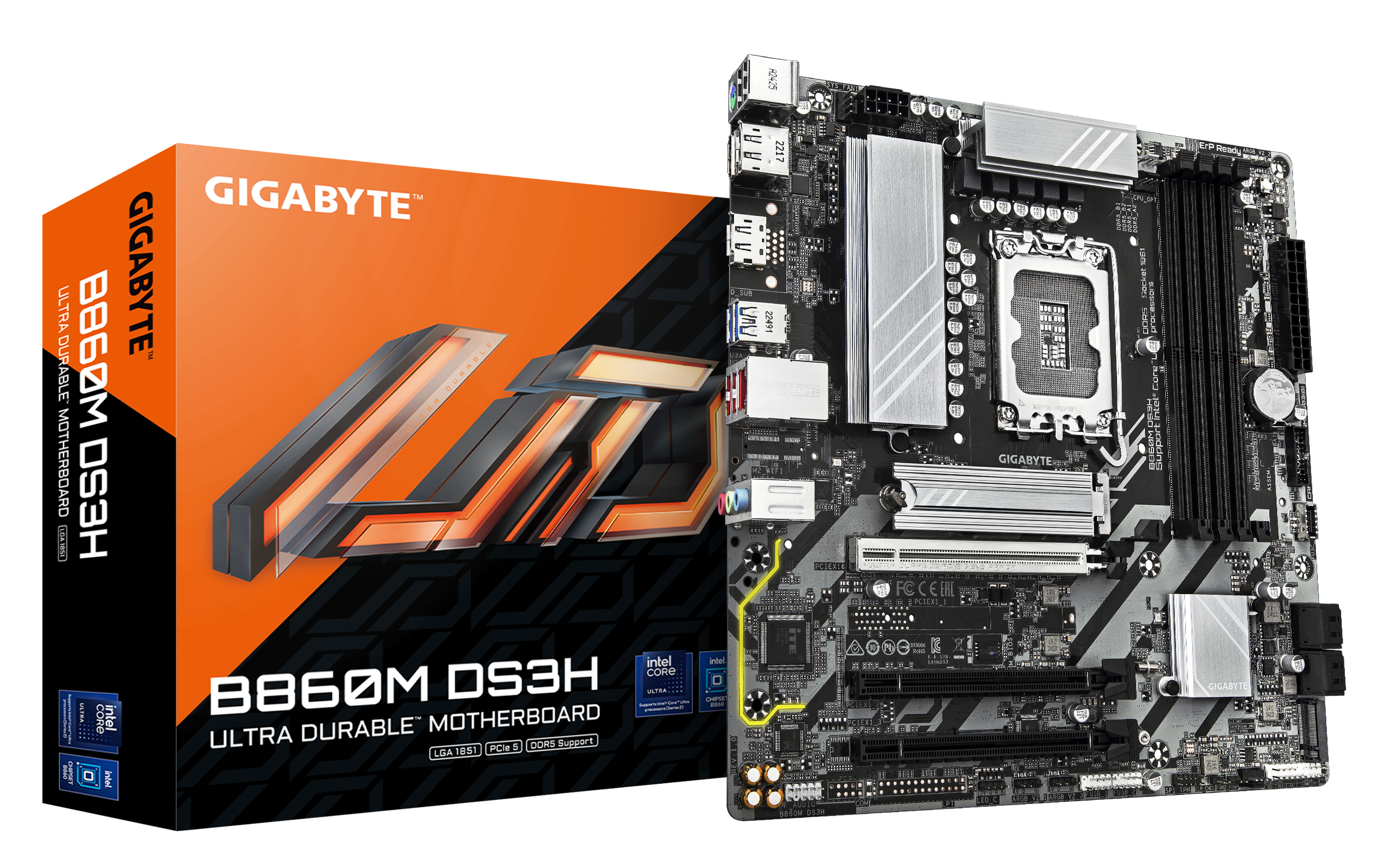 GIGABYTE B860M DS3H Scheda madre - CPU Intel Core Ultra VRM a 5121 fasi fino a 9066MHz DDR5 1xPCIe 5.0 1xPCIe 4.0 M.2 LAN 25 Gb