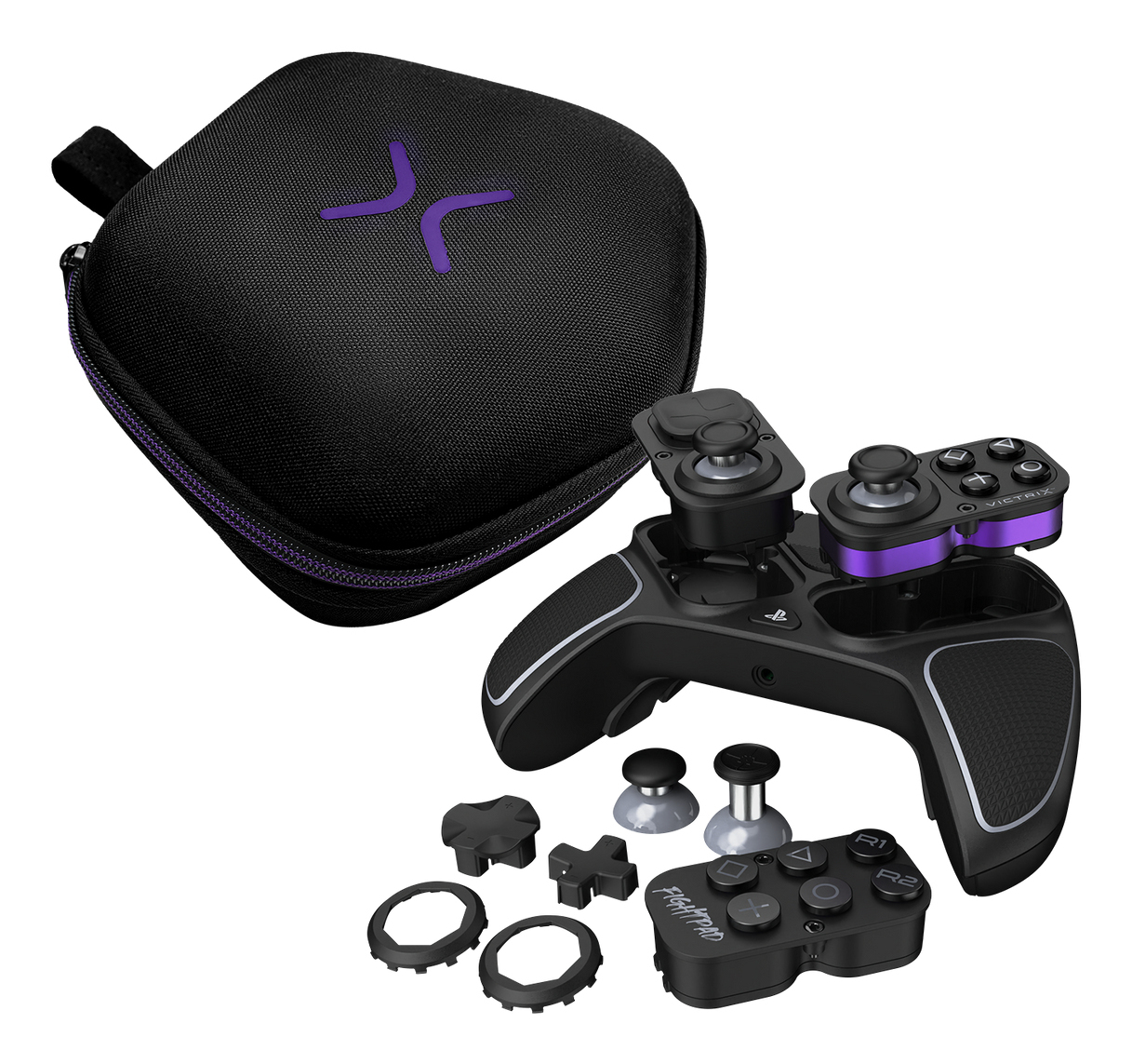 Turtle Beach Victrix Pro BFG Reloaded Noir PlayStation Manette de gaming modulaire sans fil w/Bluetooth, module Fightpad et effet Hall pour PlayStation 5, PlayStation 4 et PC