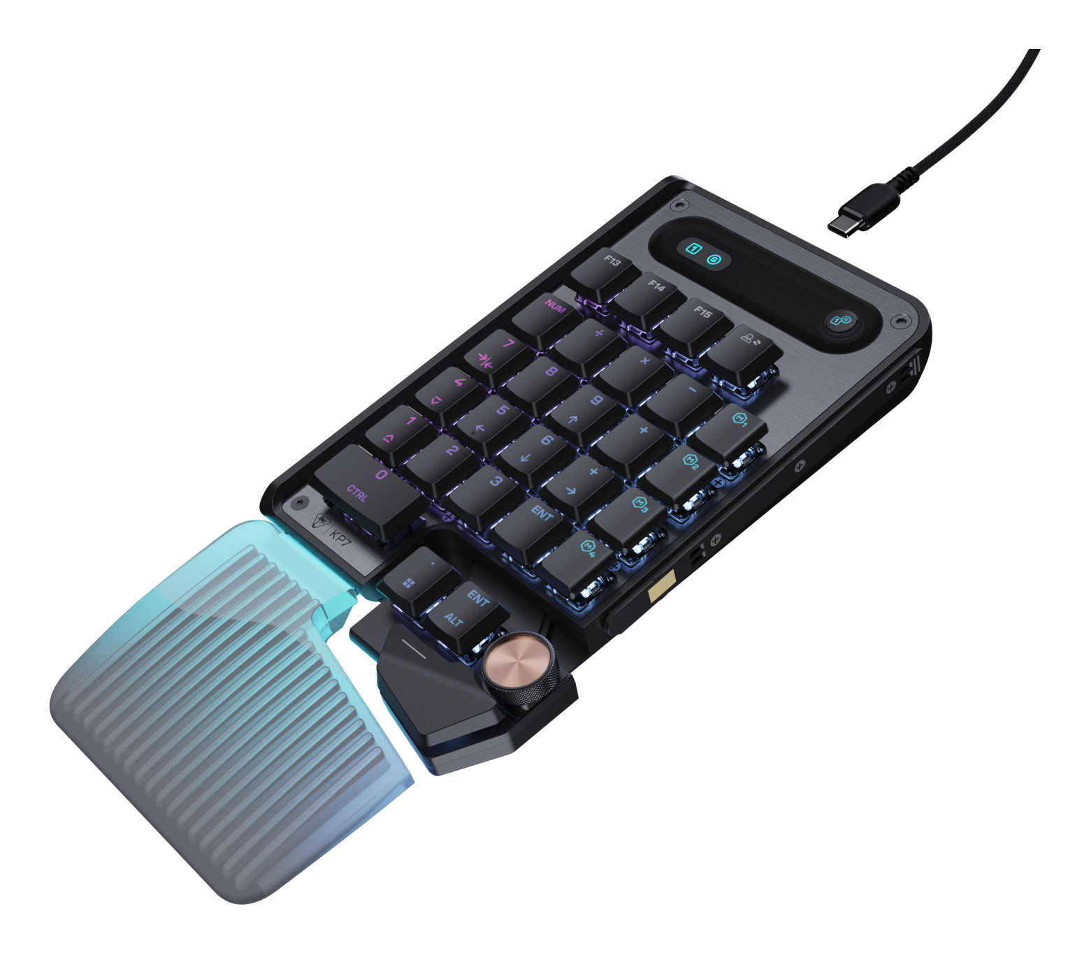 Turtle Beach Command Series KP7 Pavé numérique Gaming. Design programmable Compact avec Barre pour Le Pouce Extensible, molette programmable, Boutons à Effet Hall à déclenchement Rapide