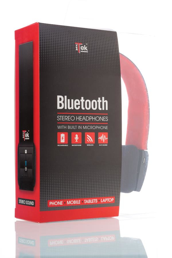 itek ITEH03LBR headphones/headset Wireless Head-band Calls/Music Bluetooth Black, Red – image 3