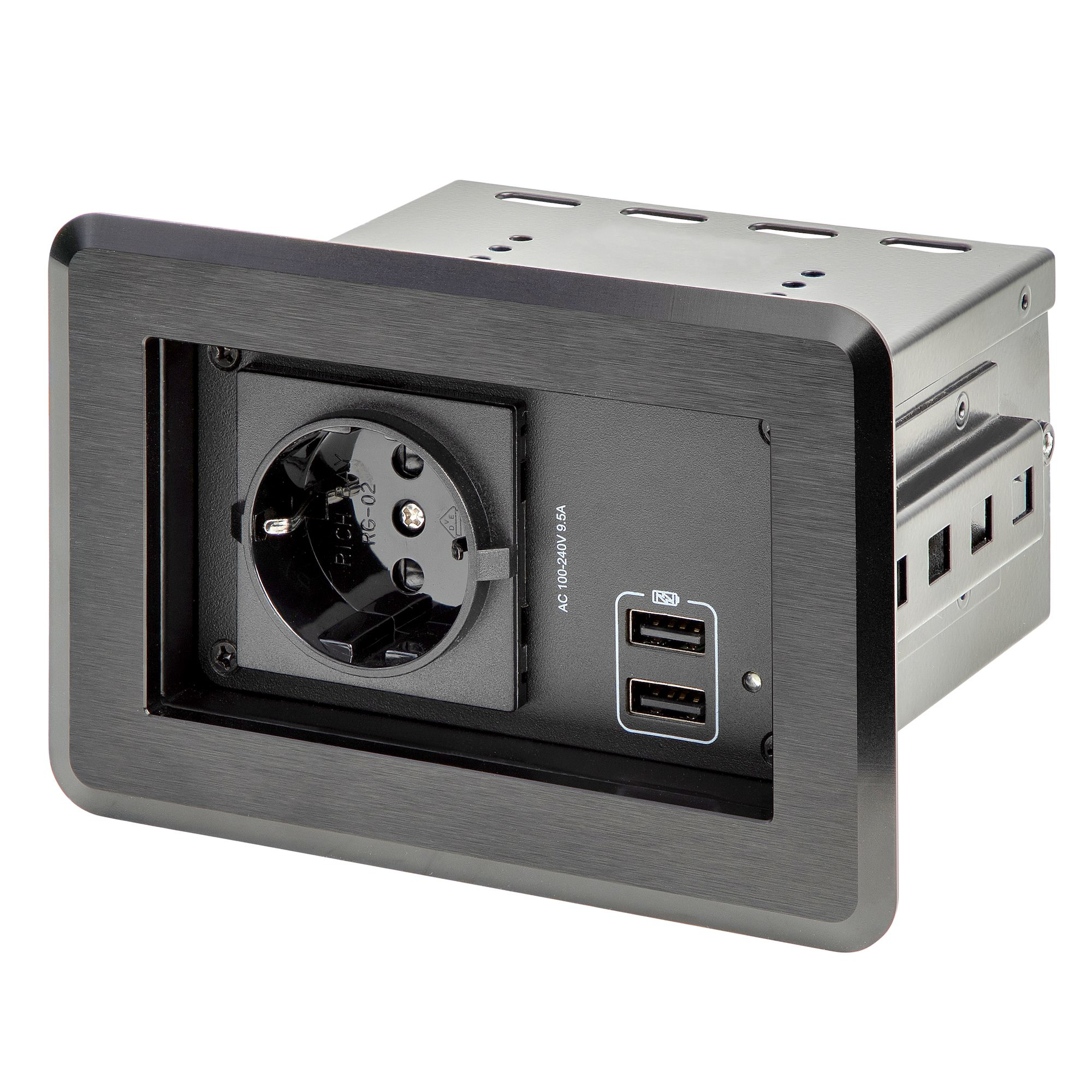 StarTech.com Enskild strömuttagsbox för konferensbord med 2x USB-portar