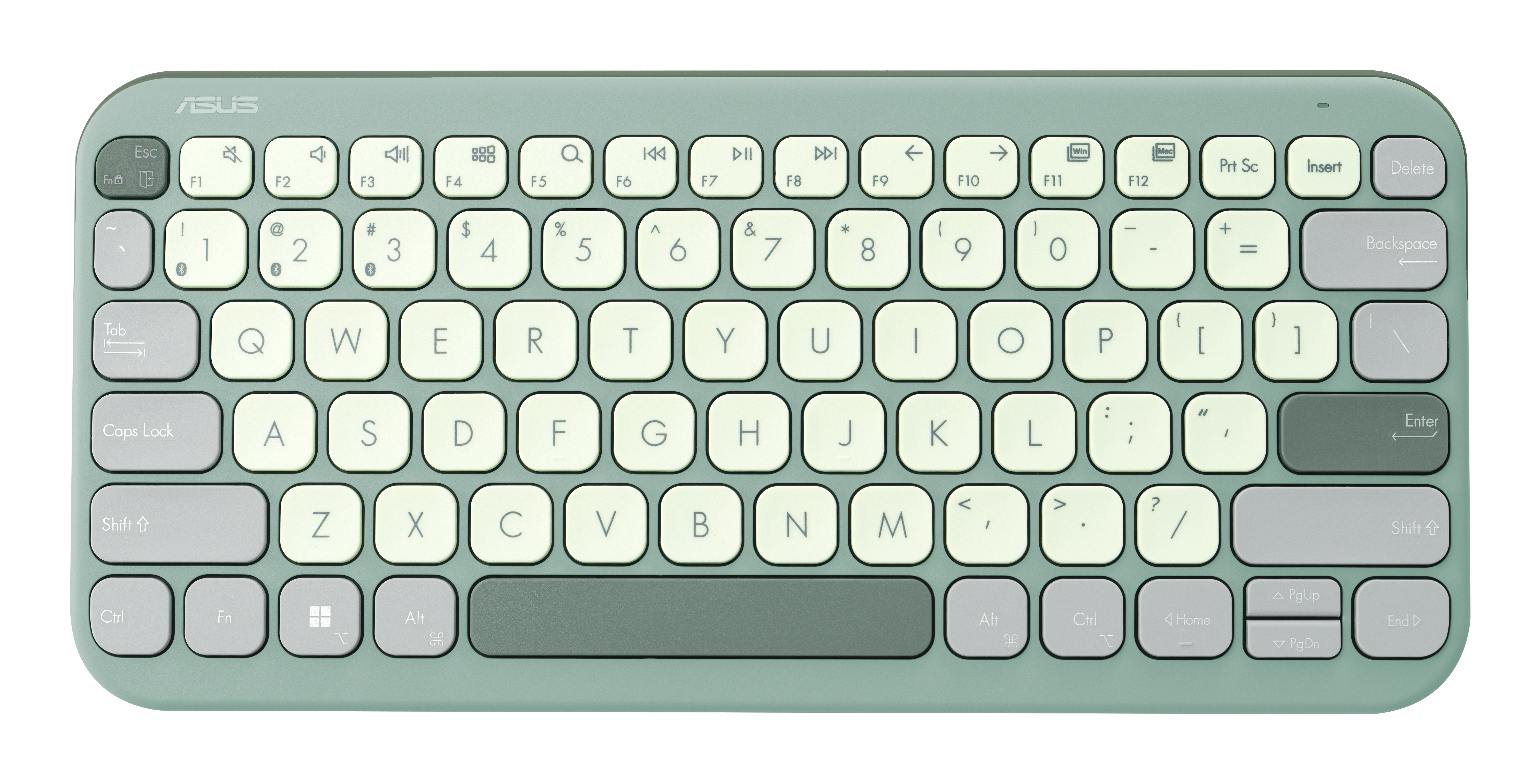 ASUS Marshmallow Keyboard KW100 tastiera Casa Bluetooth Verde Grigio Bianco