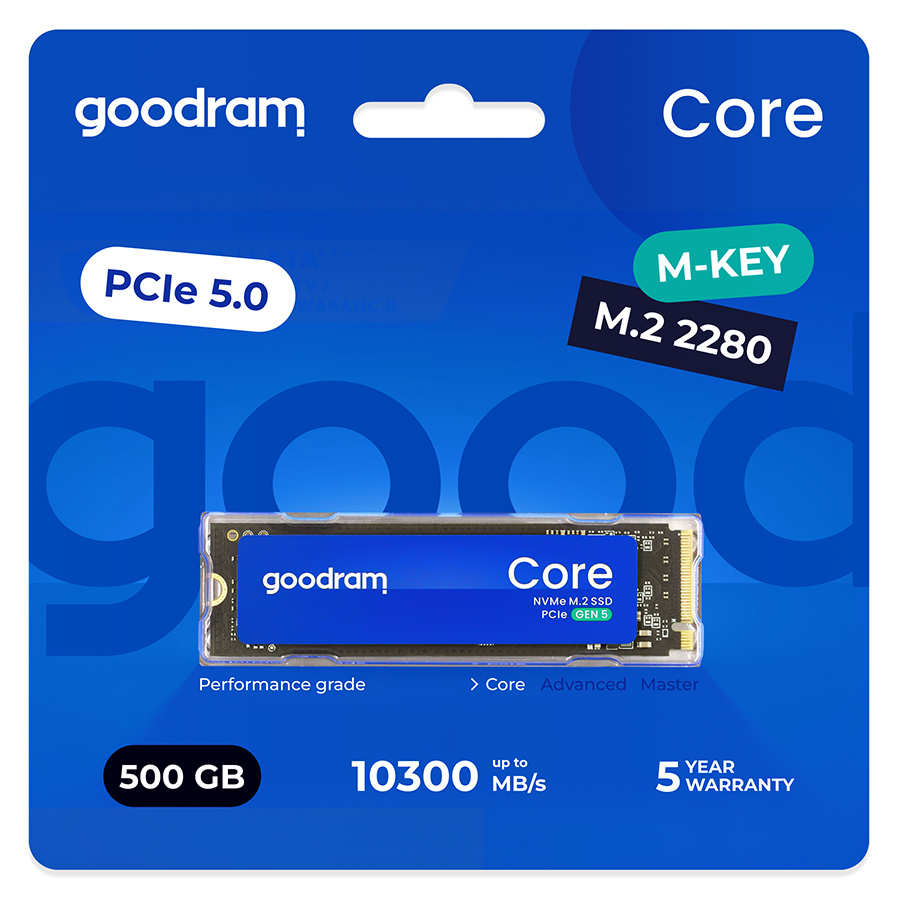 Goodram SSDR-GRC01-500-80 internal solid state drive 500 GB M.2 PCI Express 5.0 NVMe 3D NAND