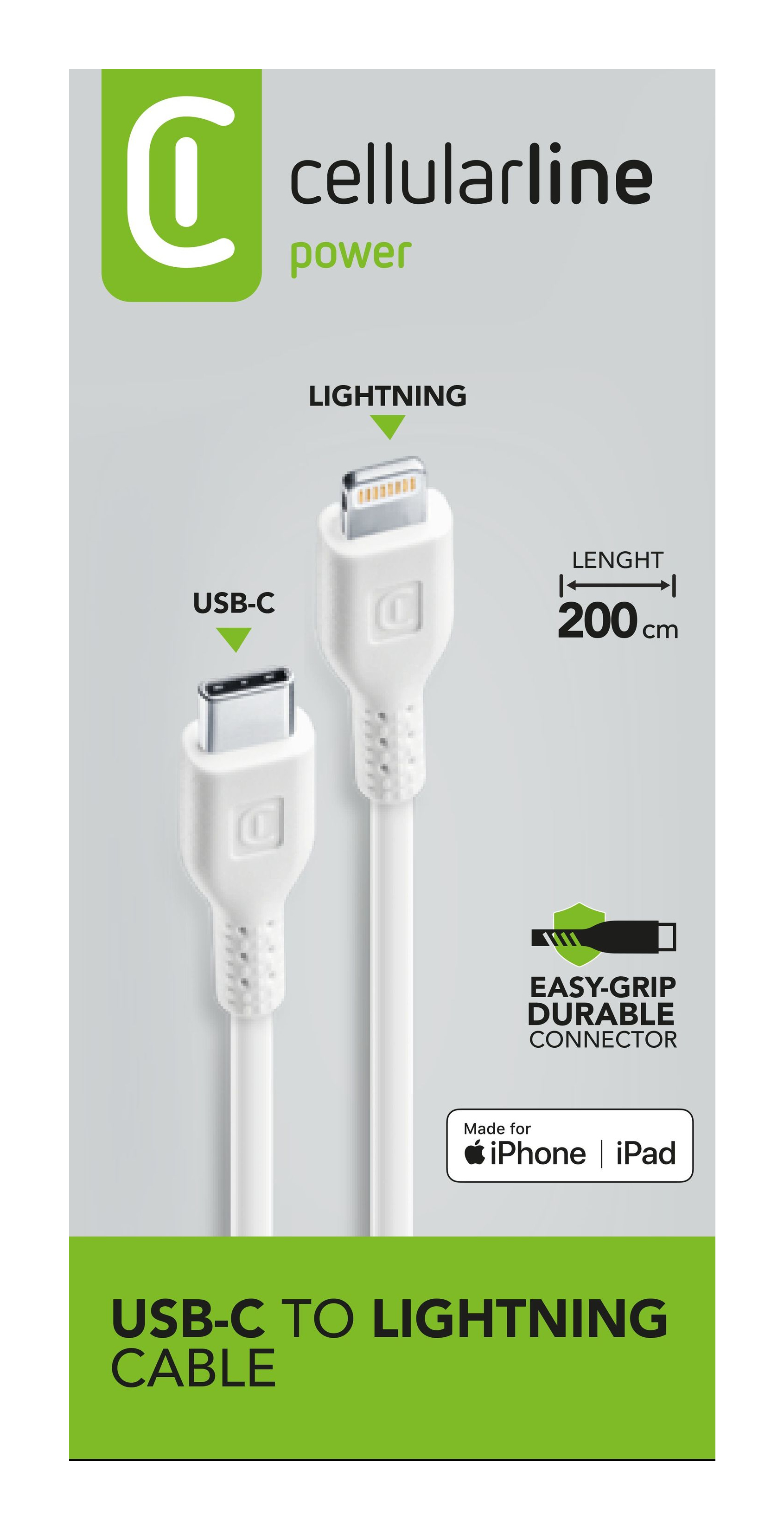 Power Cable 200cm - USB-C to Lightning USB-C-auf-Lightning-Kabel zum Laden und für die Datenübertragung