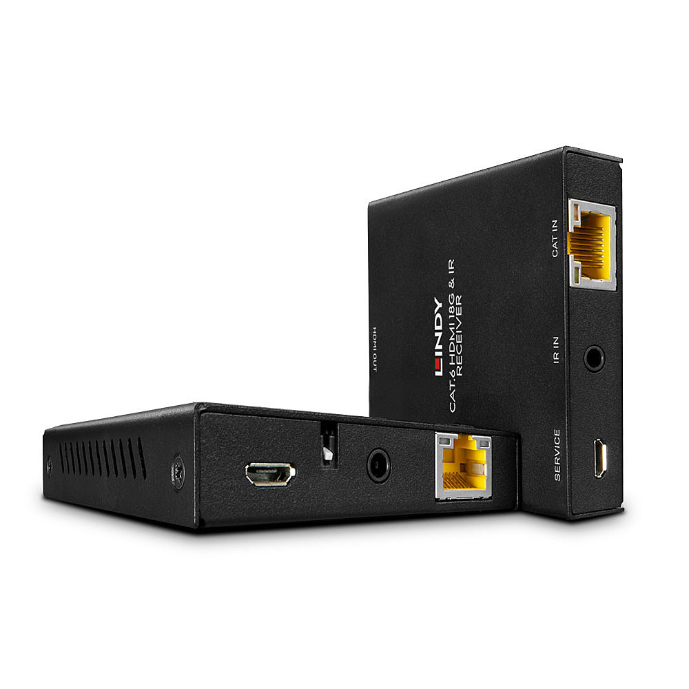 Lindy 50m Cat.6 HDMI 4K60 and IR Extender with PoC and Loop Out – image 1