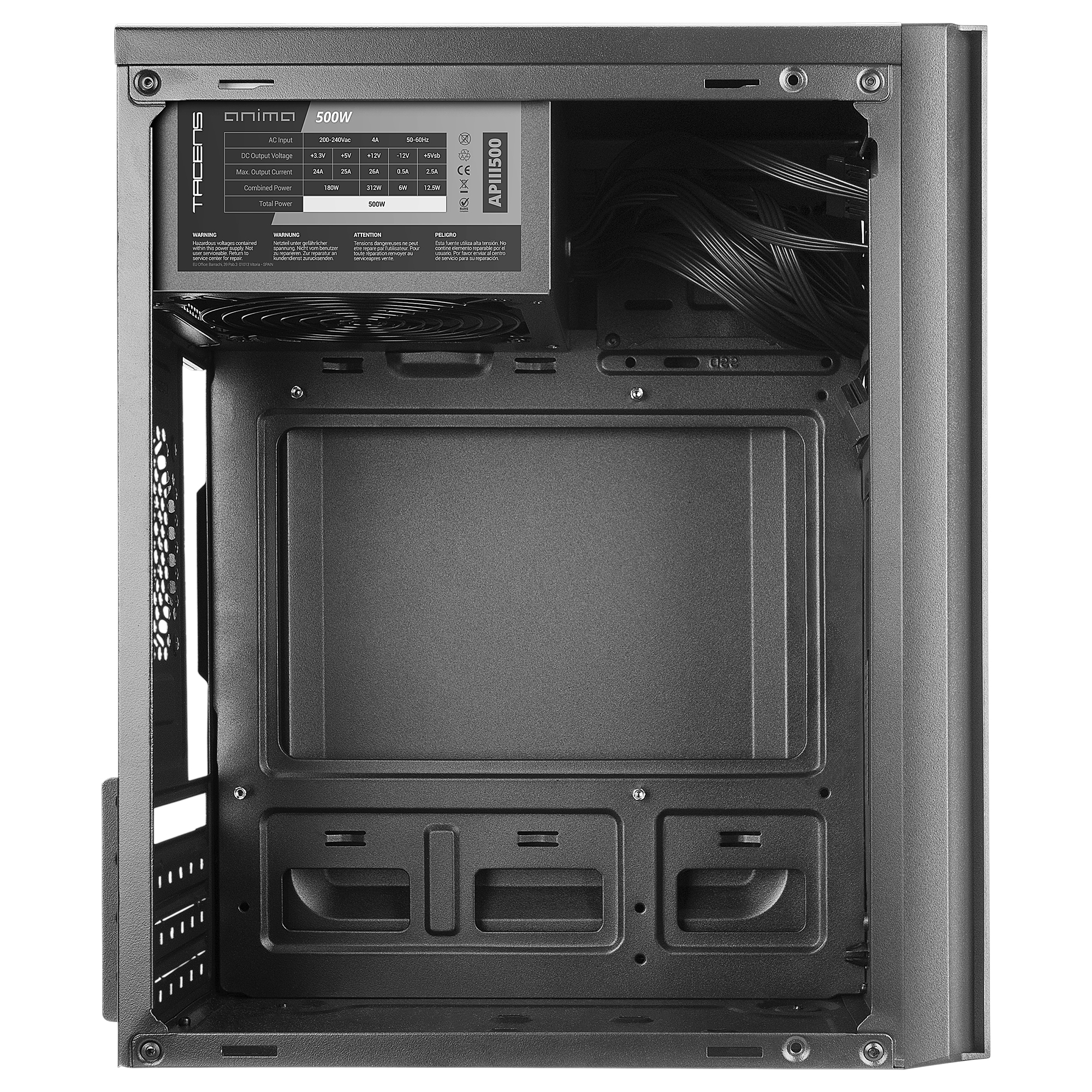 Tacens Anima AC6500 Compact Micro ATX PC Case Front Mesh Cooling 500W Power Supply USB 3.0 Black image 5