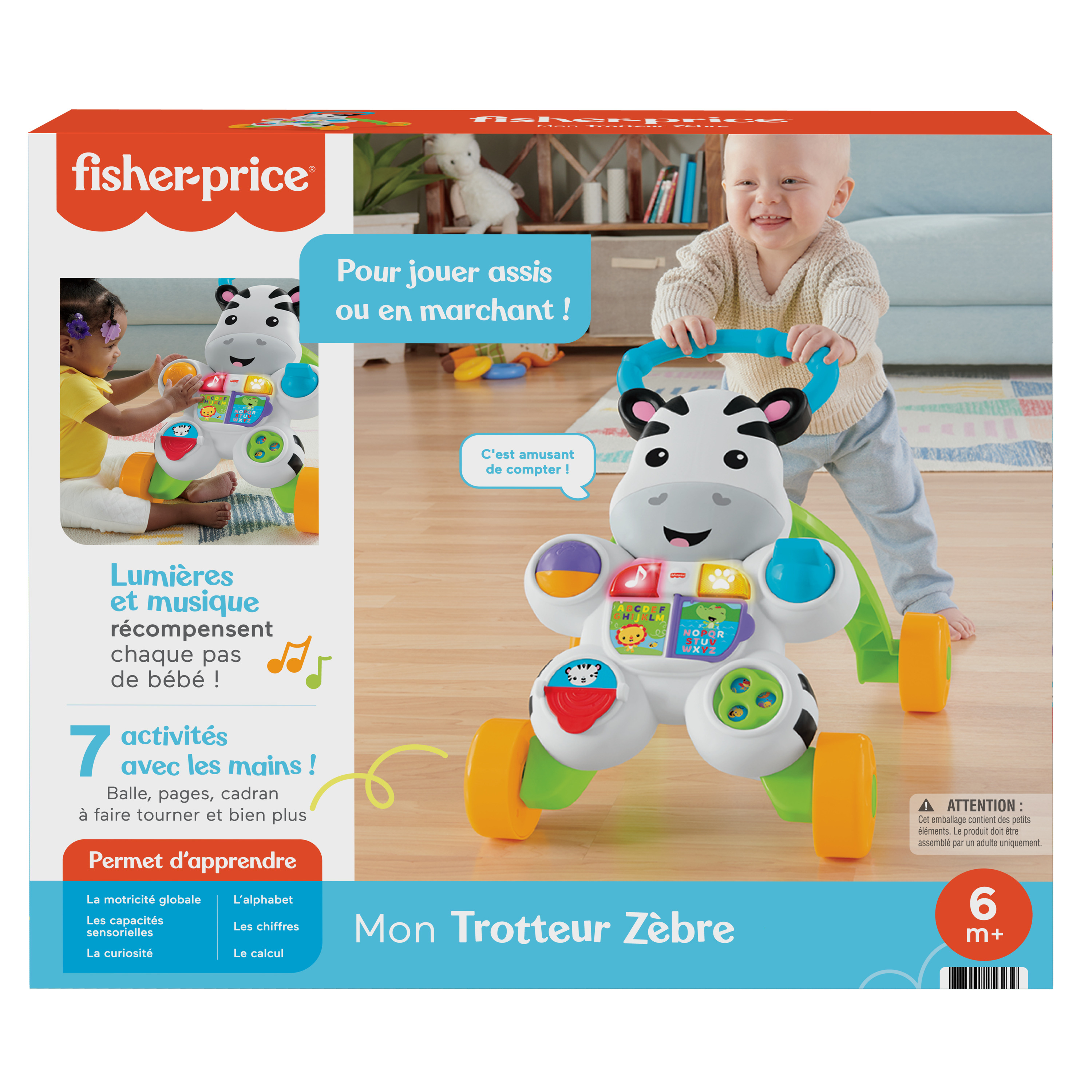 عکس Fisher-Price واکر آموزشی زبرا - نسخه فرانسوی