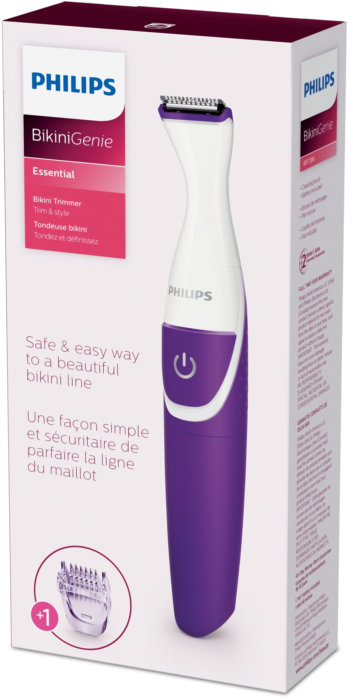 Philips BikiniGenie BRT386/50 hair trimmers/clipper Purple, White – image 2