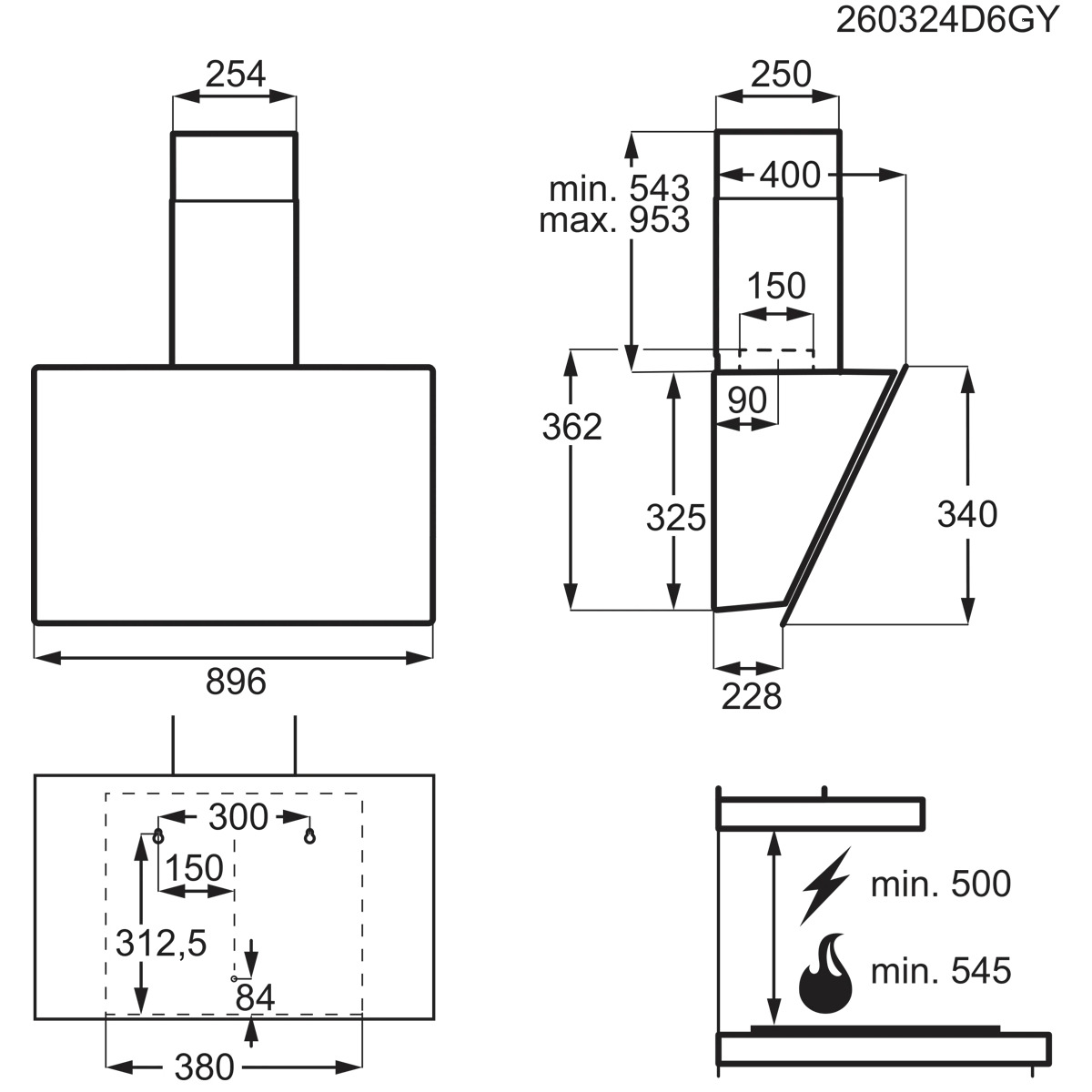 AEG DVK5961HB Wall-mounted Black 575 m³/h – image 8