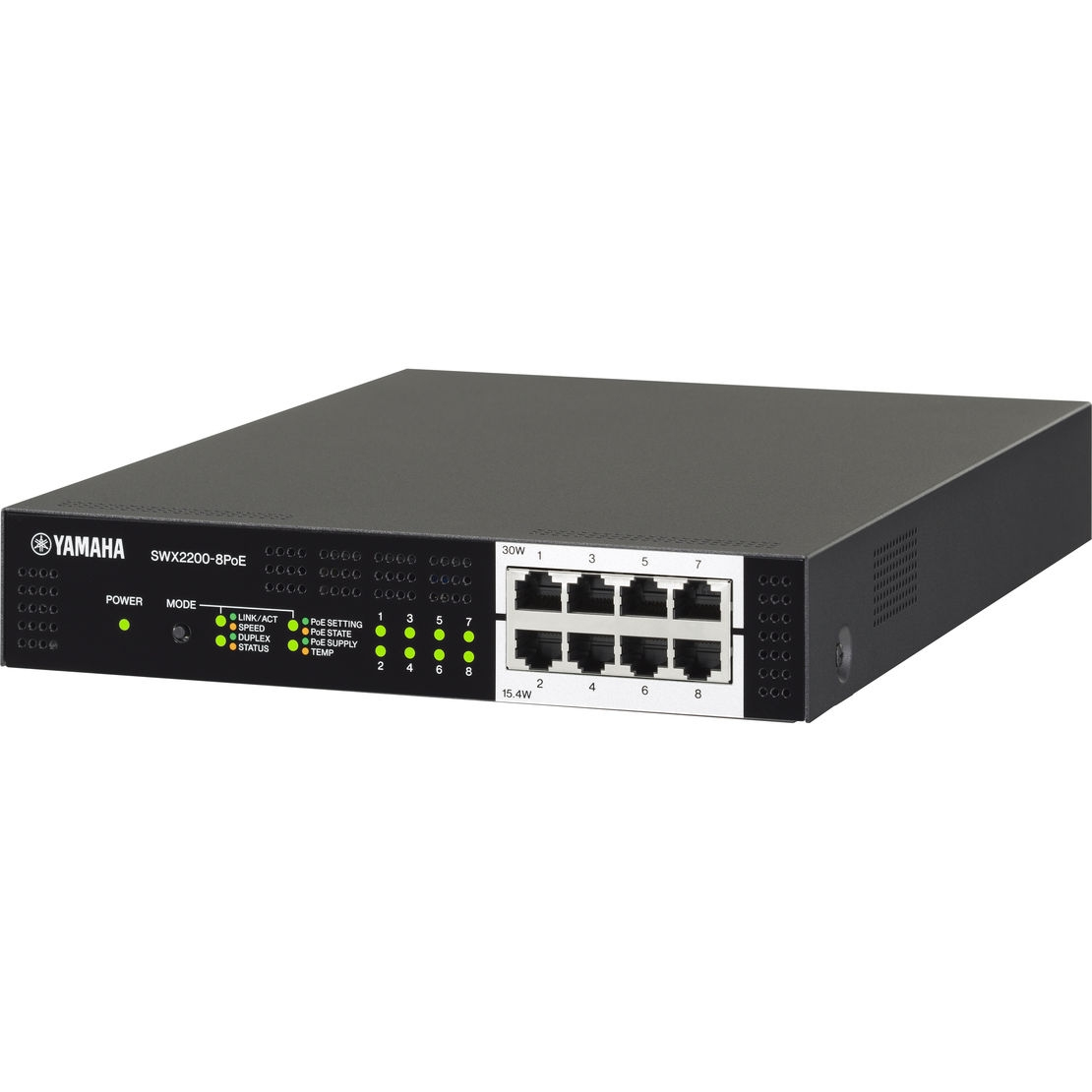 Yamaha SWX2200-8POE network switch L2 Gigabit Ethernet (10/100/1000) Power over Ethernet (PoE) Black