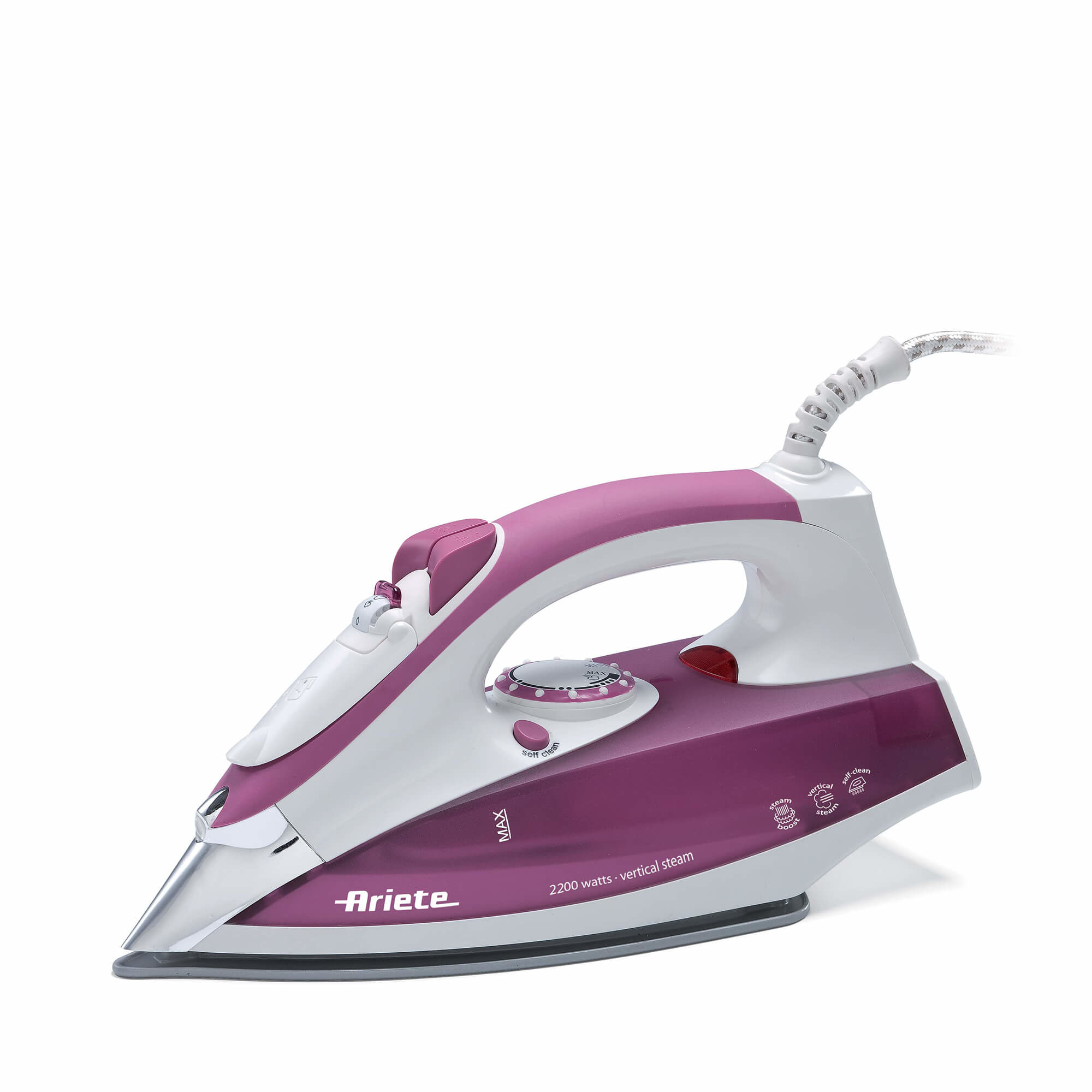 Ariete 6215/00 Dampfbügeleisen Edelstahl-Bügelsohle 2200 W Weiß, Violett