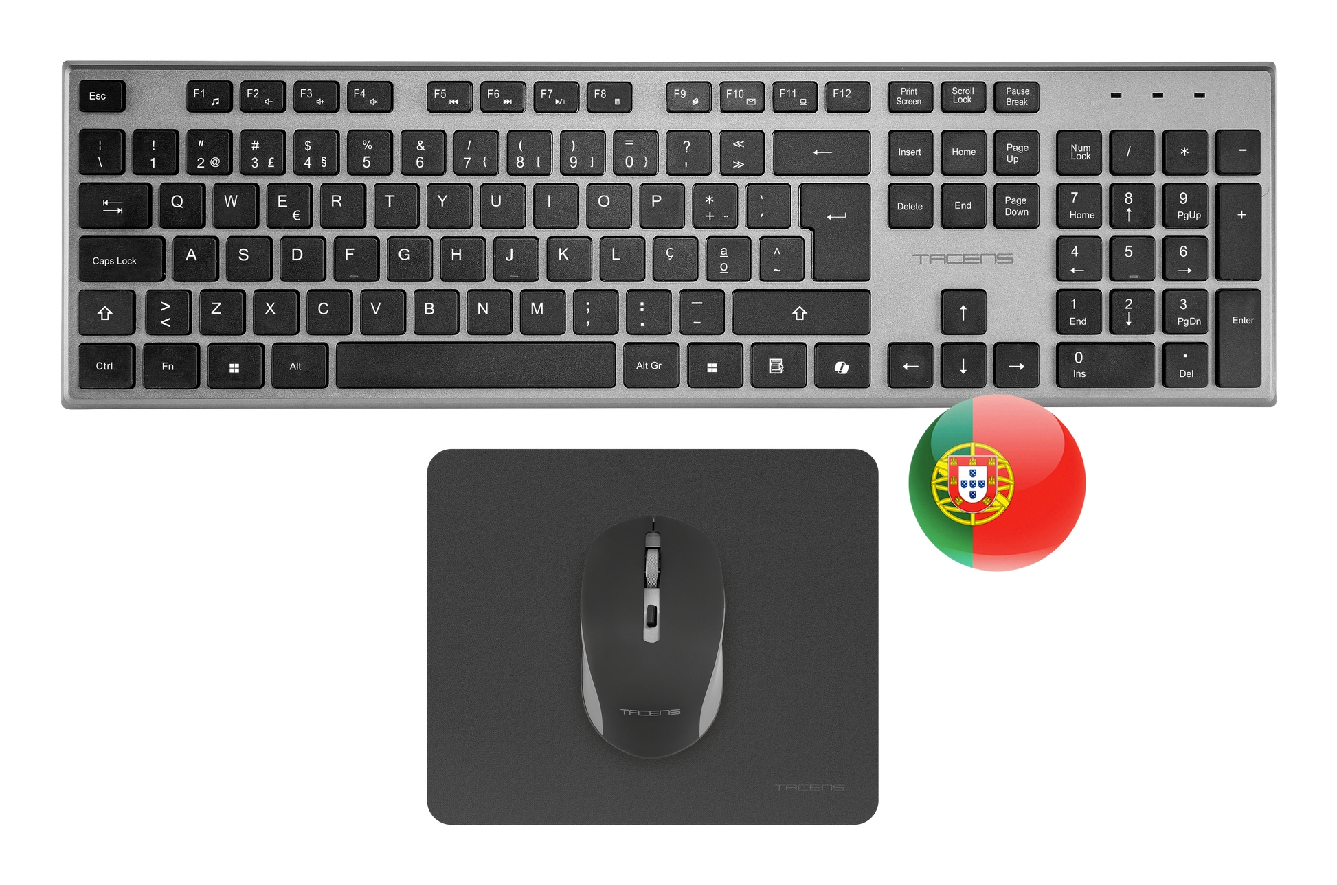 Tacens 6ZENITHPT keyboard Mouse included Home/Office RF Wireless QWERTY Portuguese Grey – image 1