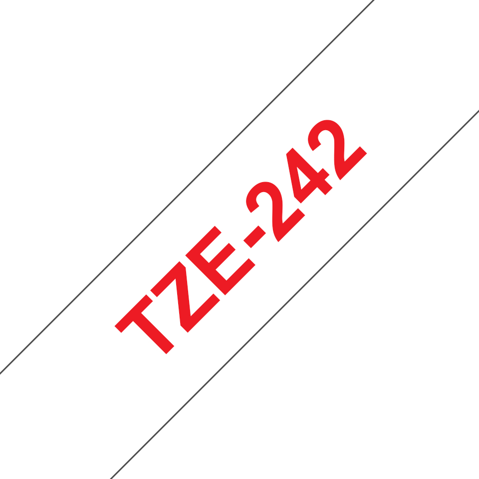 Cinta Brother Tze242 Texto Rojo Sobre Fondo Blanco 18Mm X 8Mts. - TZE242