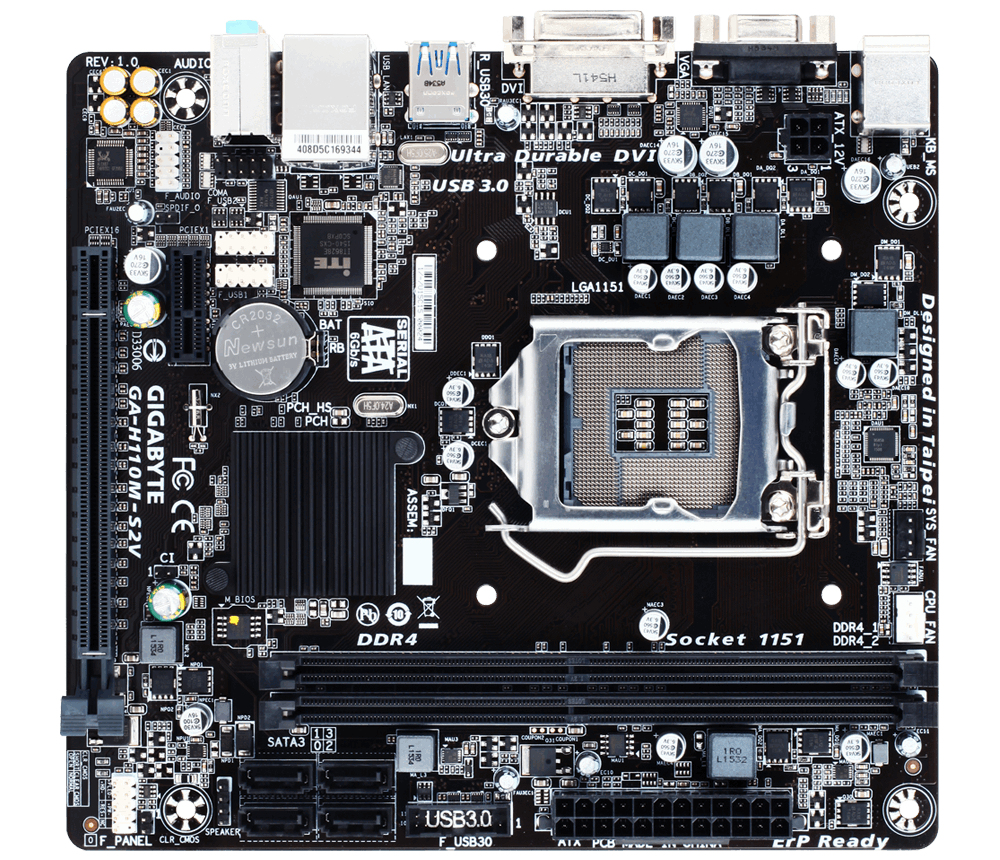 GIGABYTE GA-H110M-S2V motherboard Intel® H110 LGA 1151 (Socket H4) micro ATX