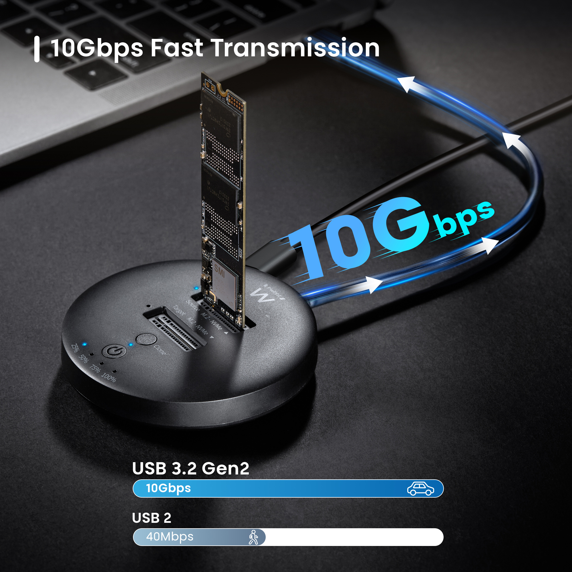 Ewent EW7078 storage drive docking station USB 3.2 Gen 1 (3.1 Gen 1) Type-C Black – image 4