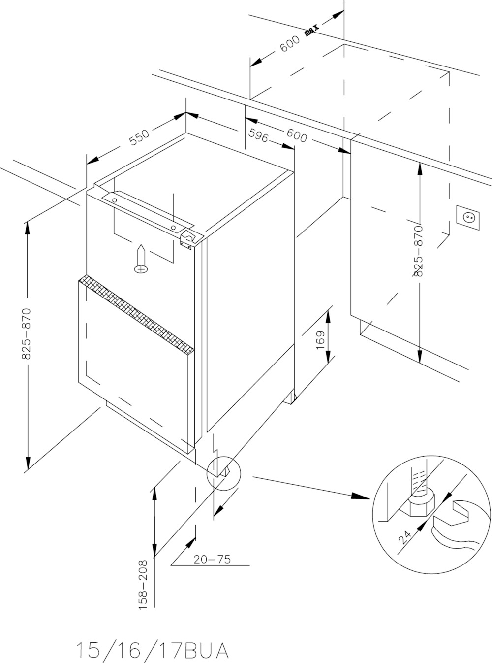 Hoover H-FRIDGE 300 MINI WCKLSE68EWK fridge Undercounter – image 6