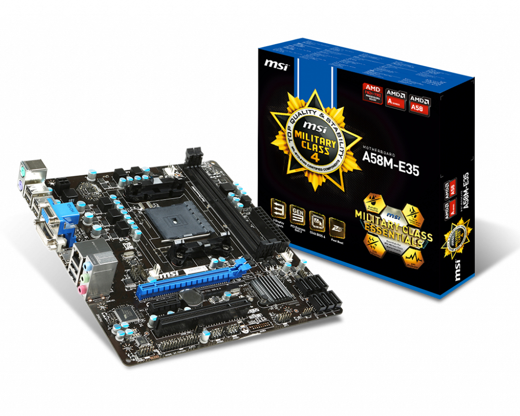 MSI A58M-E35 motherboard AMD A58 Socket FM2+ micro ATX – image 1