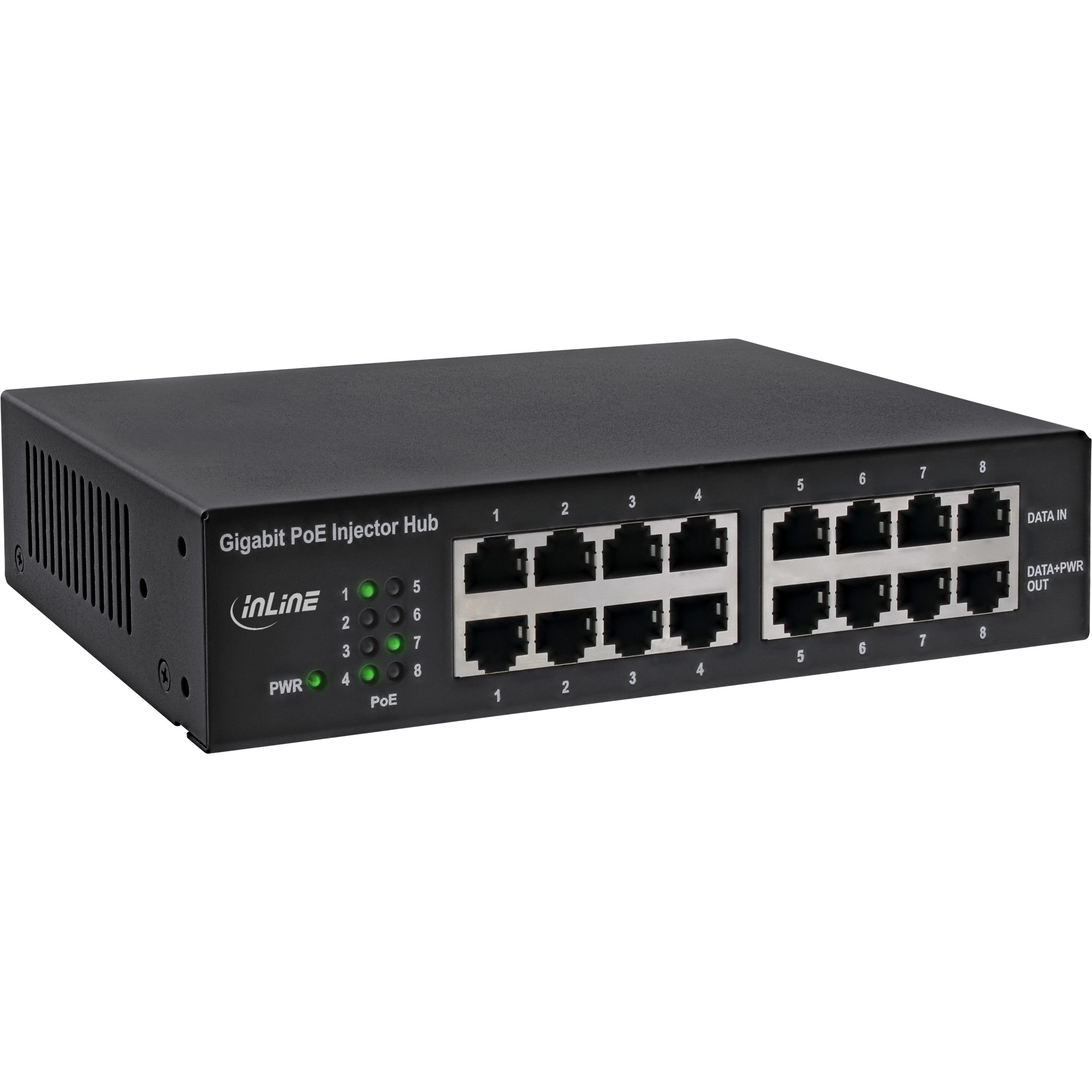 InLine PoE+ Gigabit Network Injector Hub 8 Port (8x PoE+)