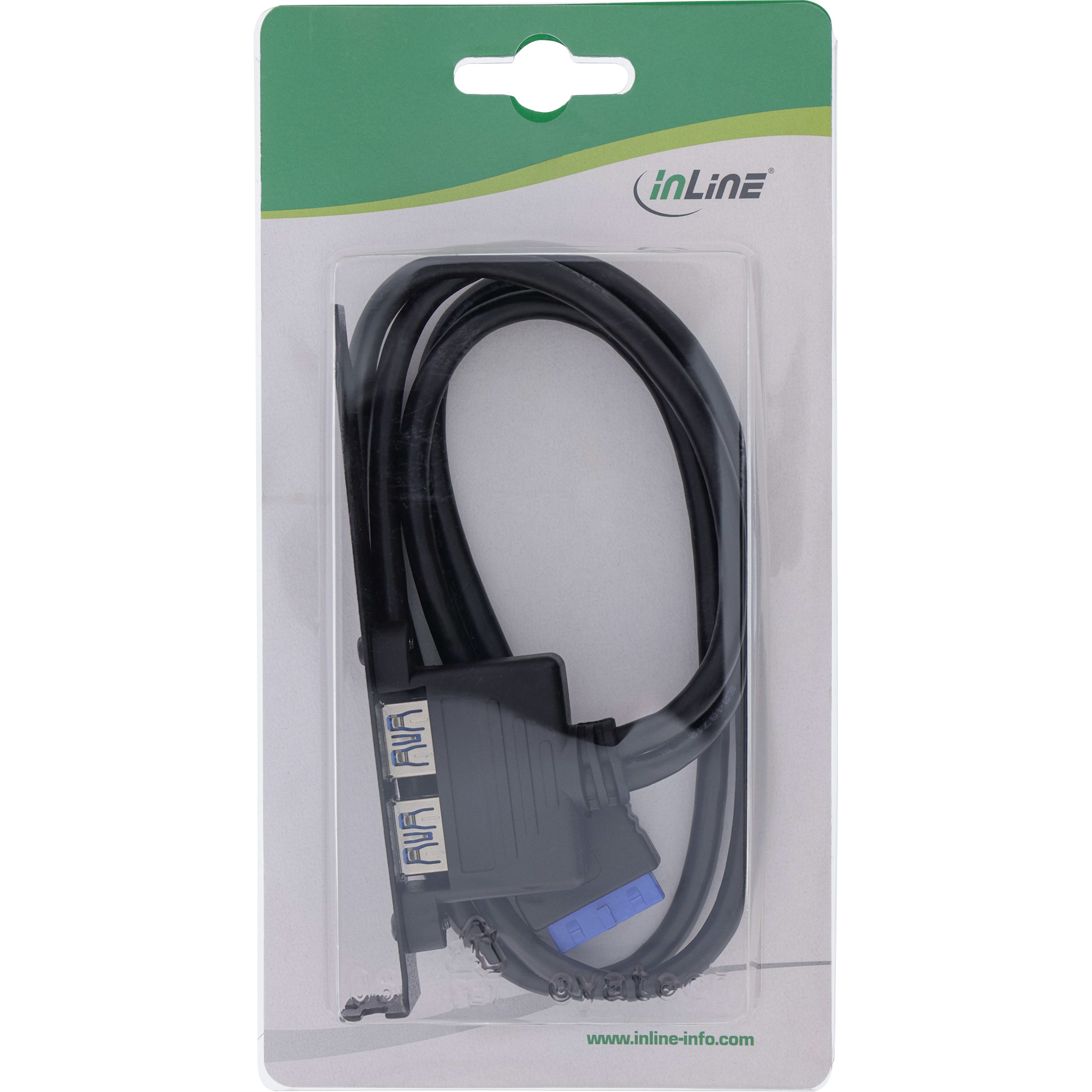 InLine Slot Bracket 2x USB 3.0 A female / internal mainboard plug 0.5m – image 2