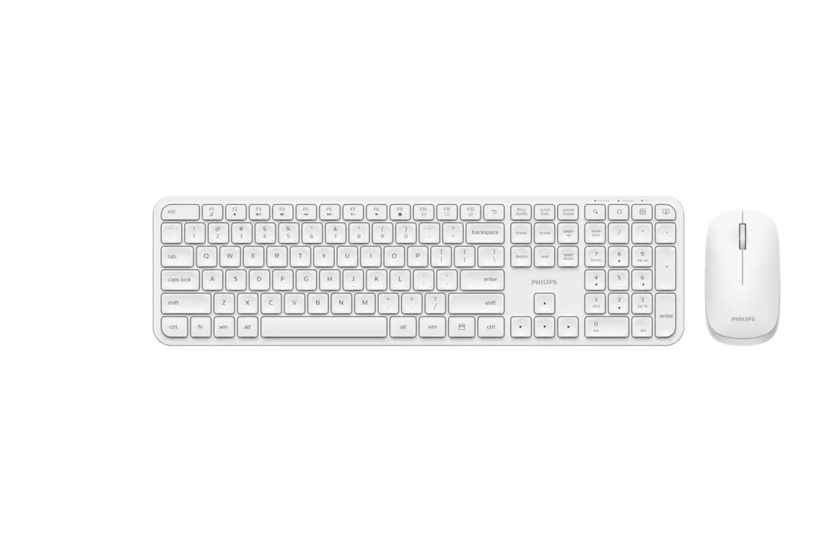 Philips 3000 series SPT6338WL/17 keyboard Mouse included Home/Office RF Wireless QWERTY White