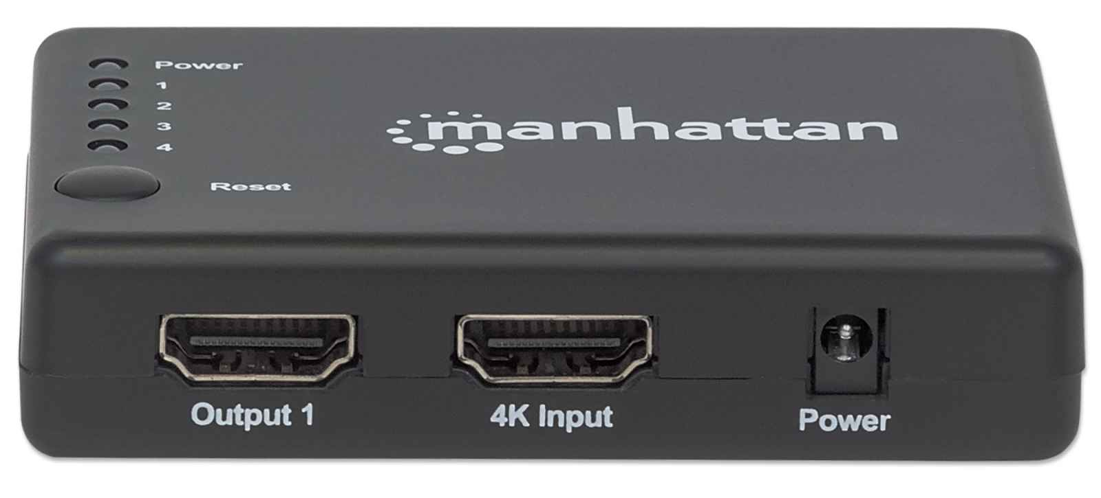 Manhattan HDMI Splitter 4-Port (Compact), 4K@30Hz, Displays output from x1 HDMI source to x4 HD displays (same output to four displays), AC Powered (cable 0.7m) – image 3