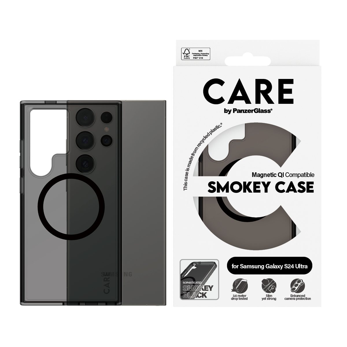 PanzerGlass CARE™ by PanzerGlass® Smokey Case w. Black Qi Compatible Samsung Galaxy S24 Ultra – image 2