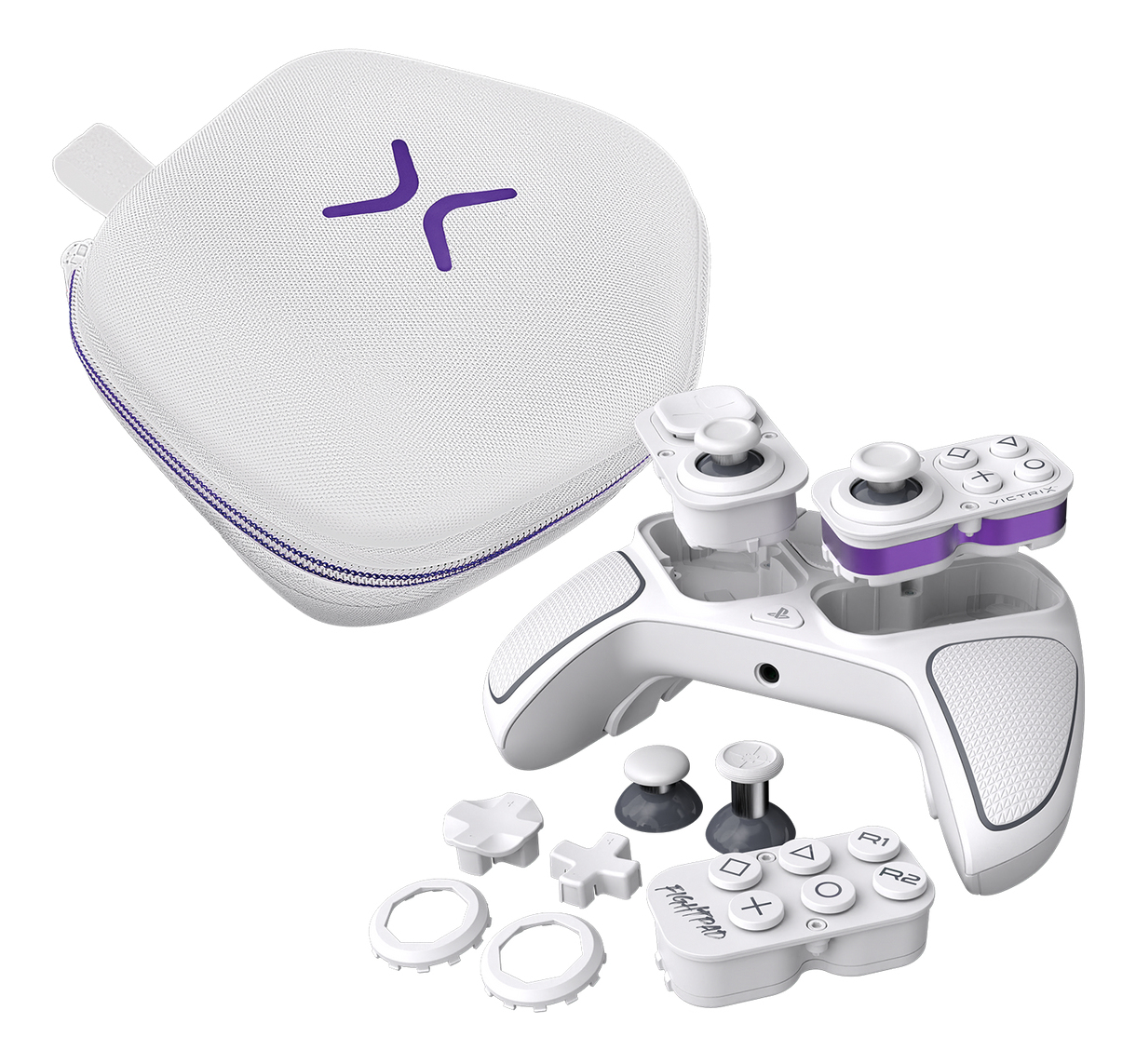 Turtle Beach Victrix Pro BFG Reloaded Blanc PlayStation Manette de gaming modulaire sans fil w/Bluetooth, module Fightpad et effet Hall pour PlayStation 5, PlayStation 4 et PC