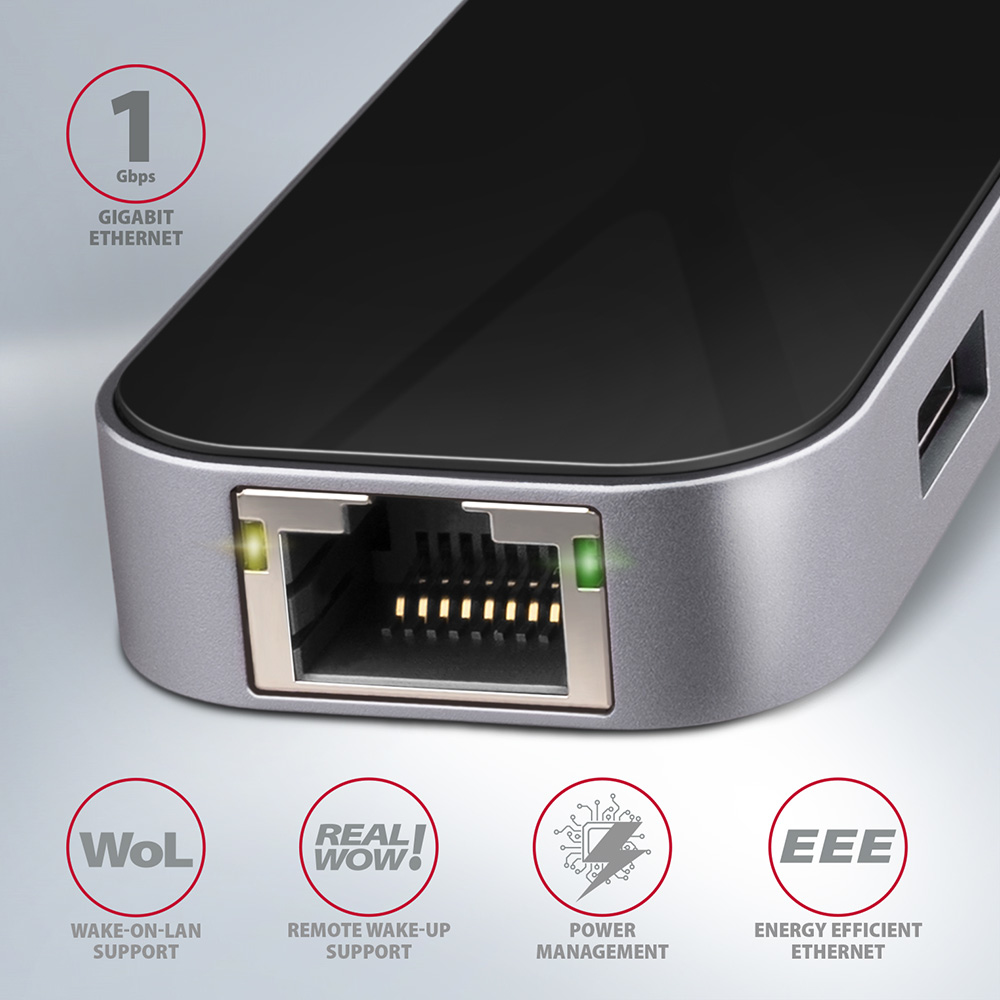 Axagon HMC-6GL USB 3.2 Gen 1 hub, 3x USB-A, HDMI 4k/30Hz, RJ-45, PD – image 5