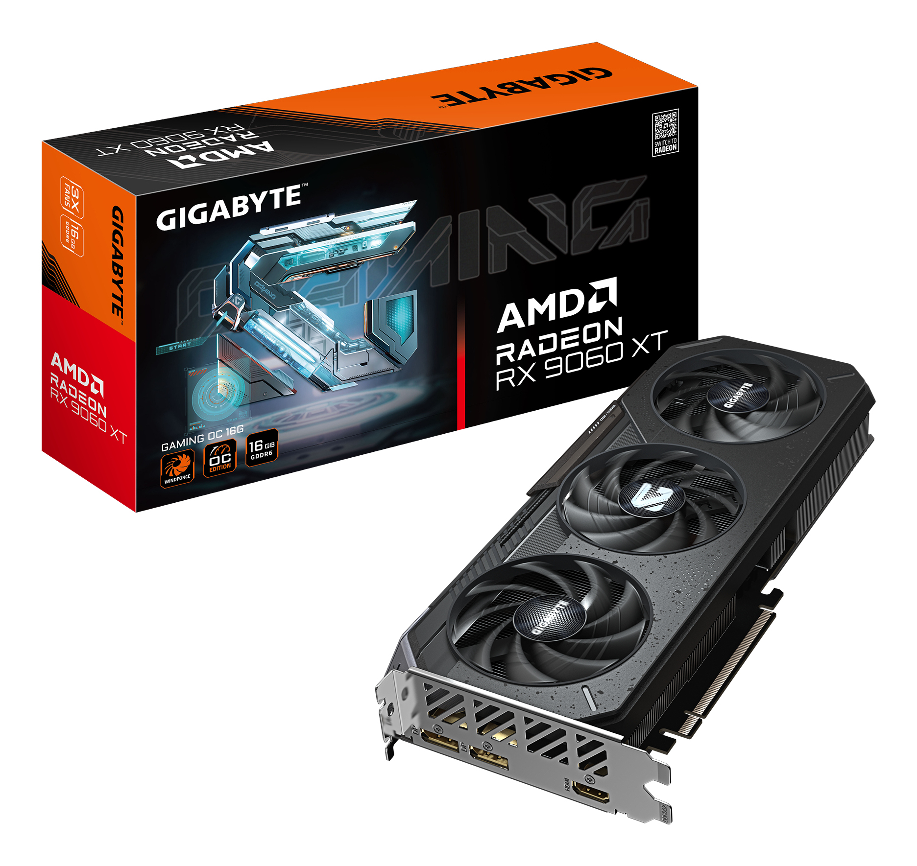 GIGABYTE Radeon RX 9060 XT GAMING OC 16G Scheda Grafica - 16GB GDDR6, 128bit, PCI-E 5.0, 3320 MHz Frequenza core, 2 x DisplayPo
