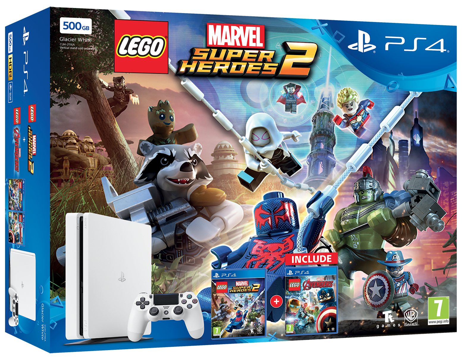 Sony Interactive Entertainment PlayStation 4 500GB + Lego Marvel Super Heroes 2 + Lego Avengers